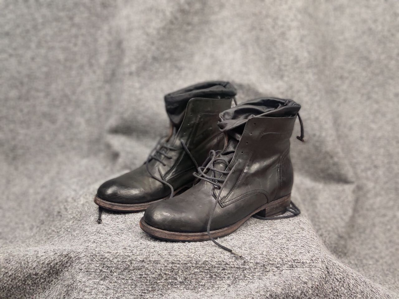 Other Vintage Guidi Style lace up Black Leather ankle Boots Size US 7 / IT 37 - 10 Thumbnail