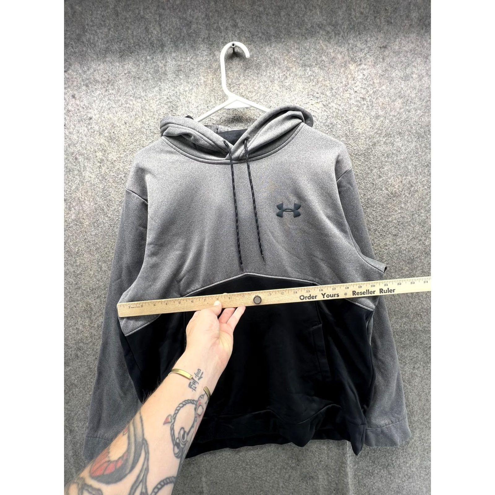 Under Armour Under Armour Hoodie Mens Large Gray Black ColdGear Pullover Fleece Sweatshirt Size US L / EU 52-54 / 3 - 3 Thumbnail