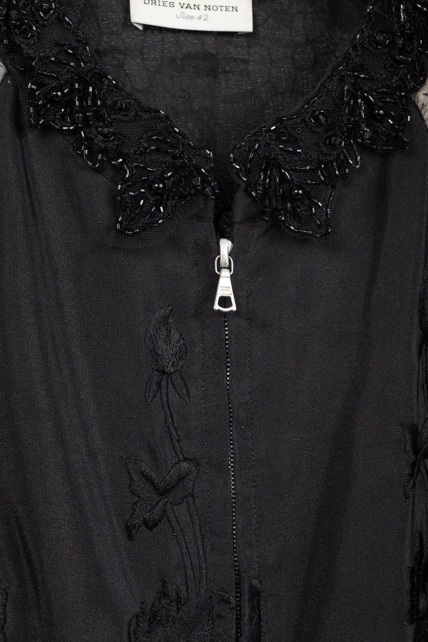 Dries Van Noten Dries Van Noten Black Embroidered Silk & Lace Bomber Jacket Size S / US 4 / IT 40 - 10 Thumbnail