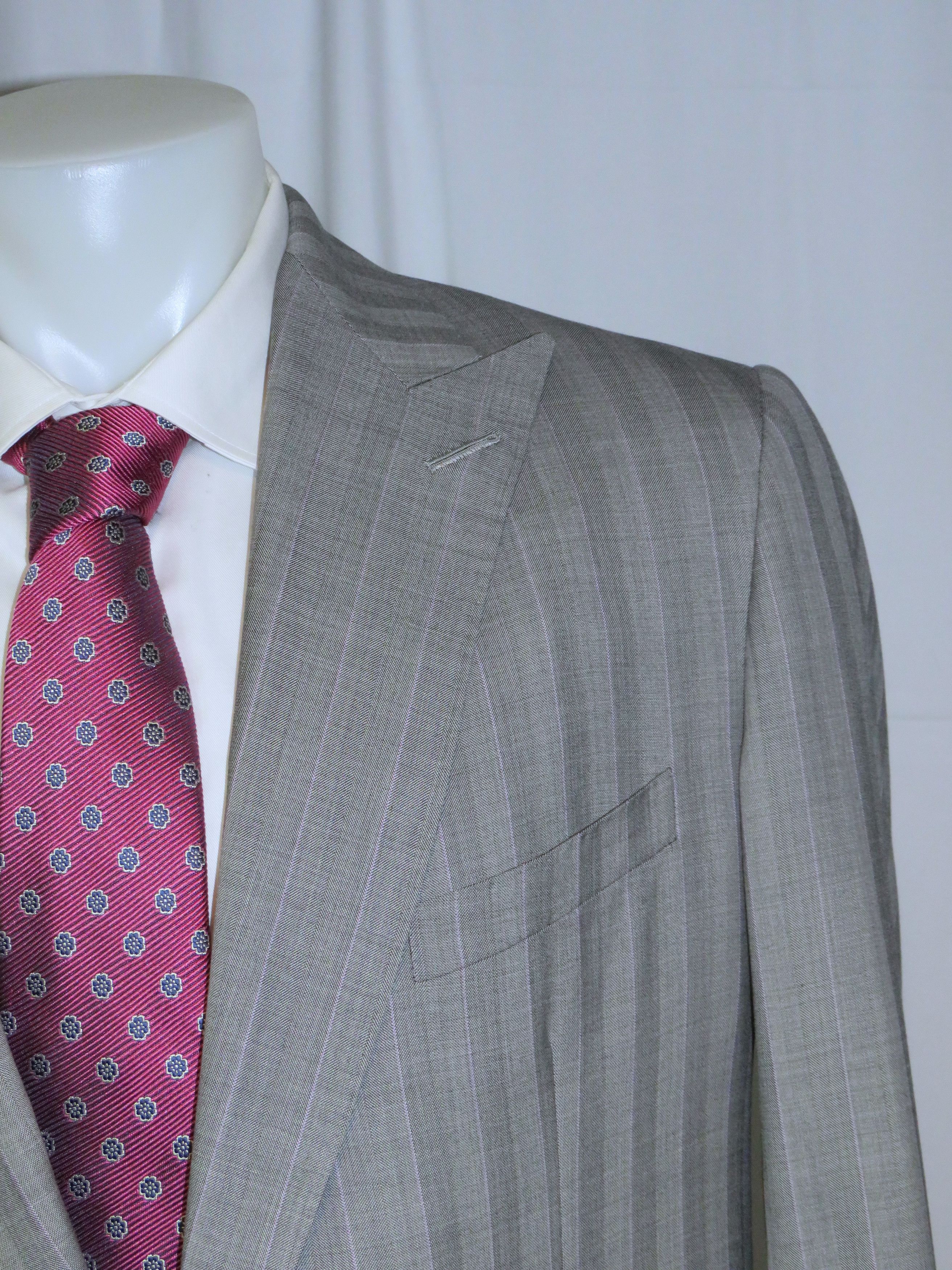 Alan Flusser Gray Stripe Bespoke Peak Lapel Two Button Suit 42R Size 42R - 5 Thumbnail