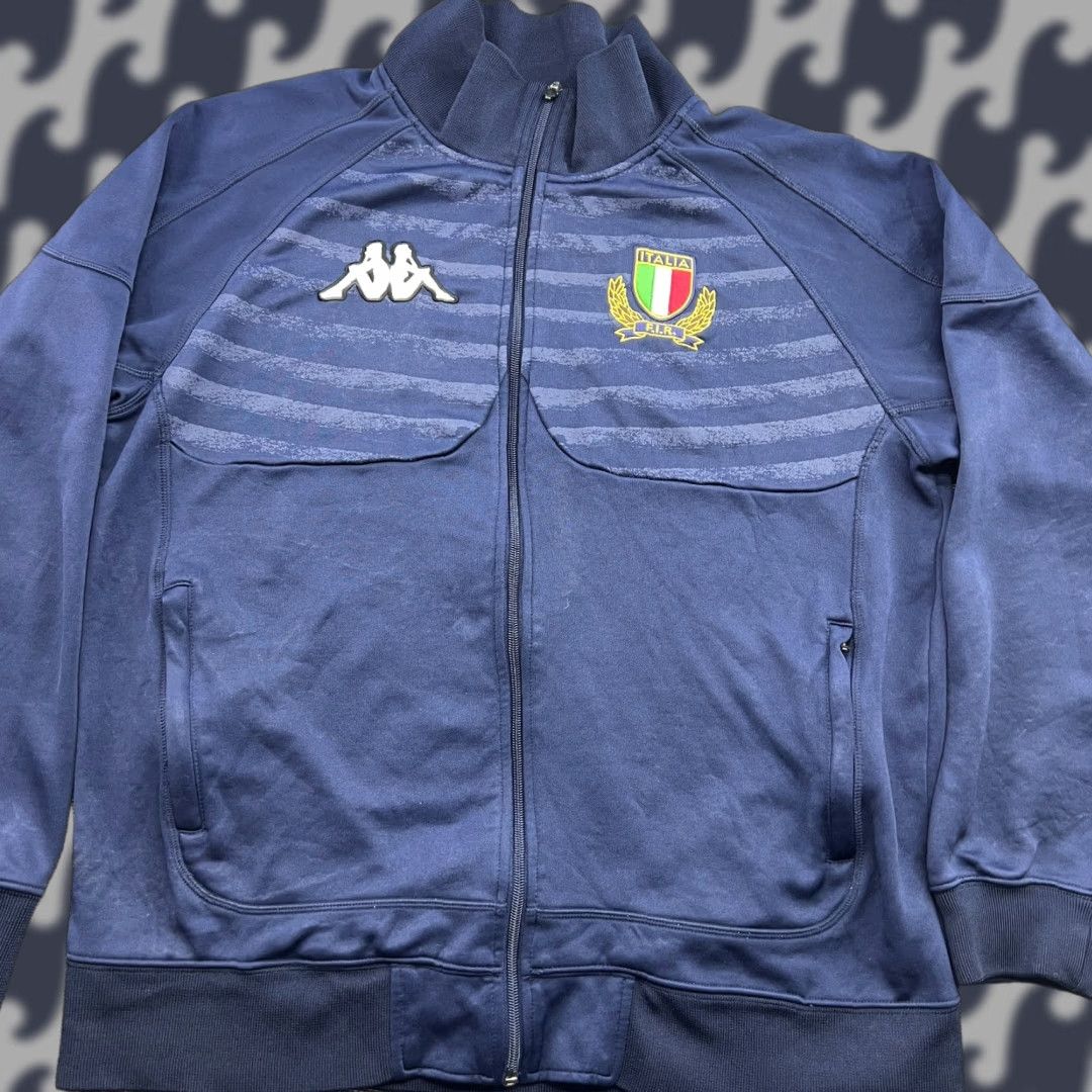 Kappa Kappa Jacket Blue Full Zip Softshell Mens Large Vintage Italy Rugby Team Track Size US L / EU 52-54 / 3 - 1 Thumbnail