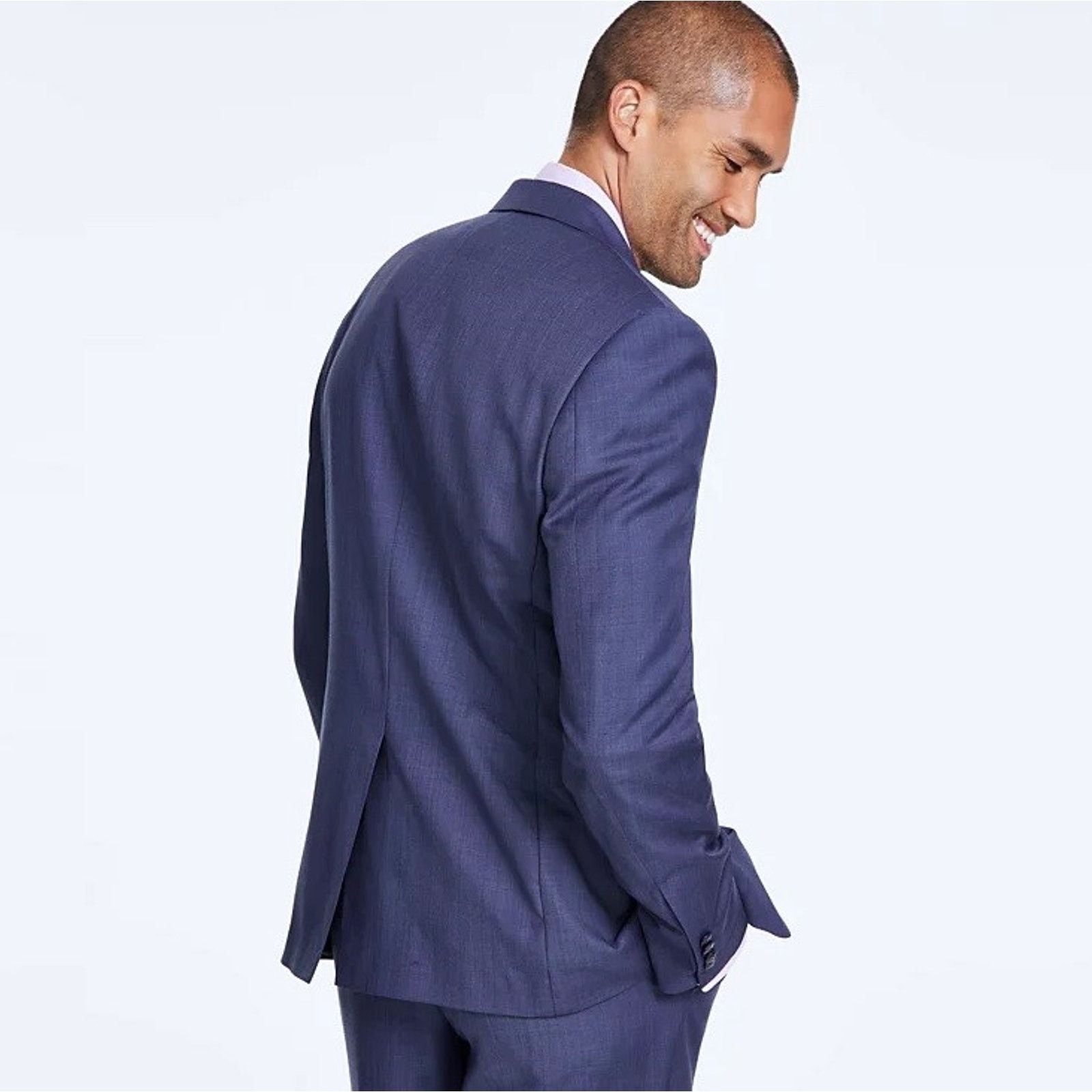 Michael Kors Michael Kors Men's Light Blue Wool-Blend Suit Blazer 54R Size 54R - 2 Thumbnail