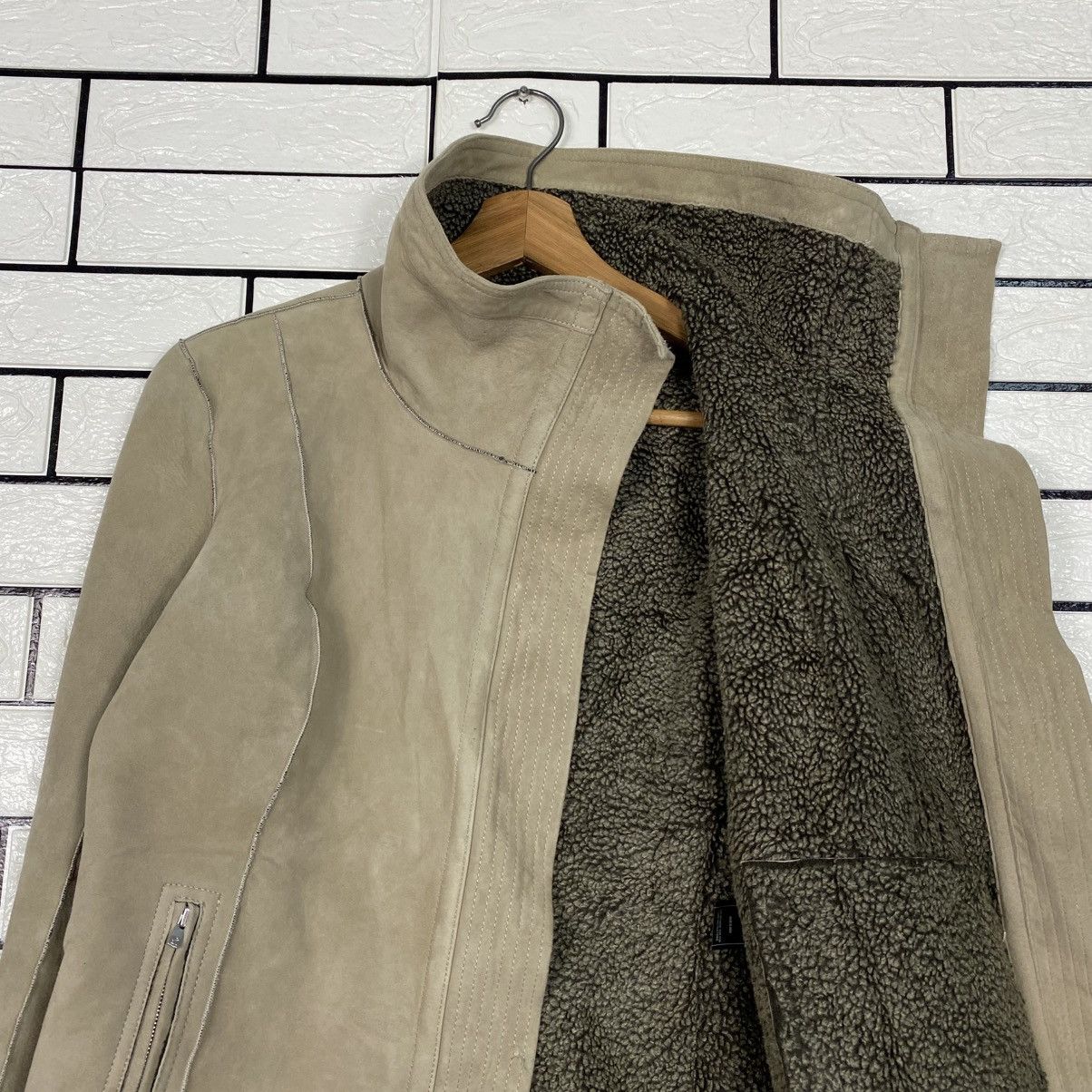 Issey Miyake 📌Cropped Biker Leather Jacket 7 Mamkind Double Collar Size US XS / EU 42 / 0 - 13 Thumbnail