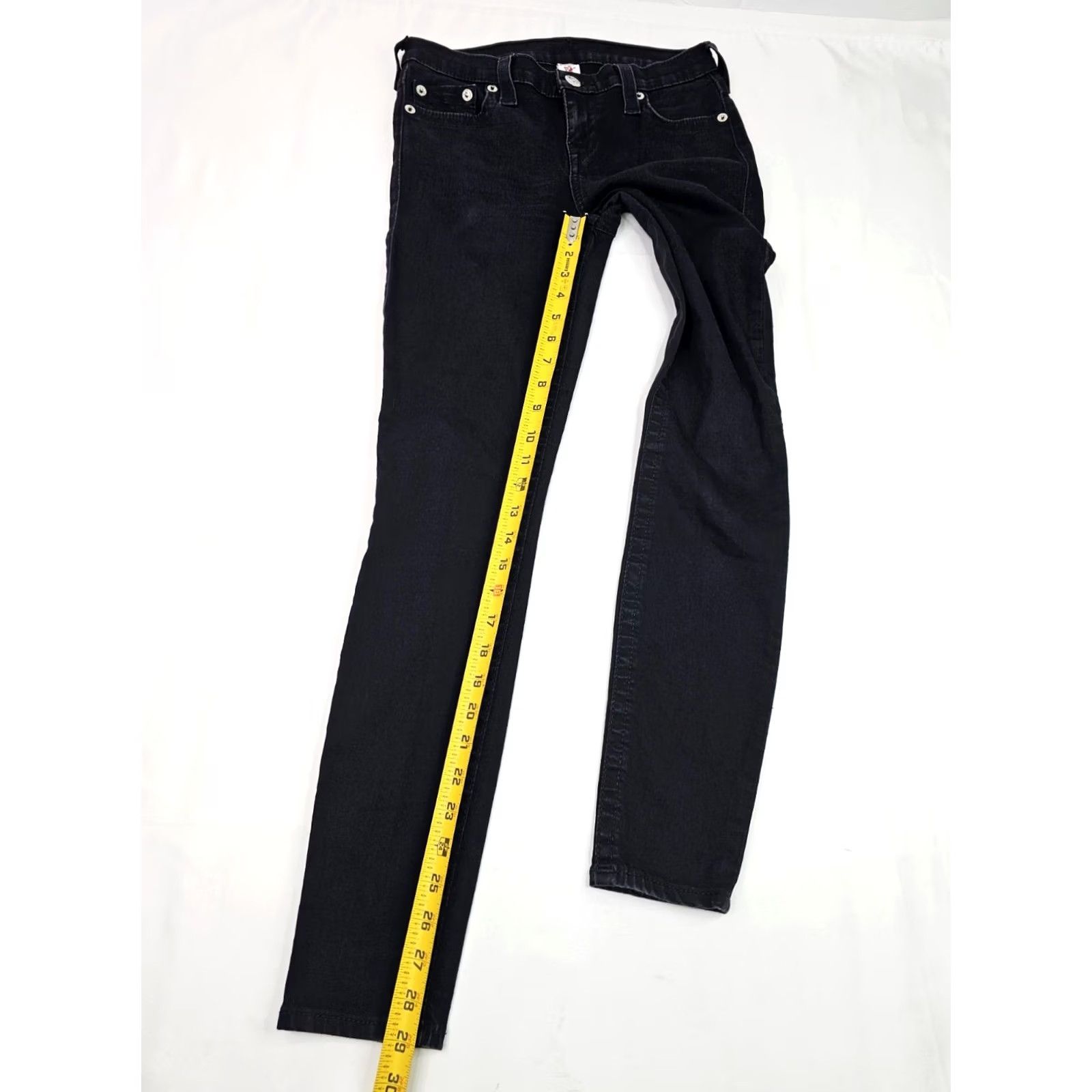 True Religion VINTAGE True Religion Halle Jeans Women 28 Black Embellished Back Pockets 5-Pocket Denim Skinny 28x29 Womens Size 28" / US 6 / IT 42 - 3 Thumbnail