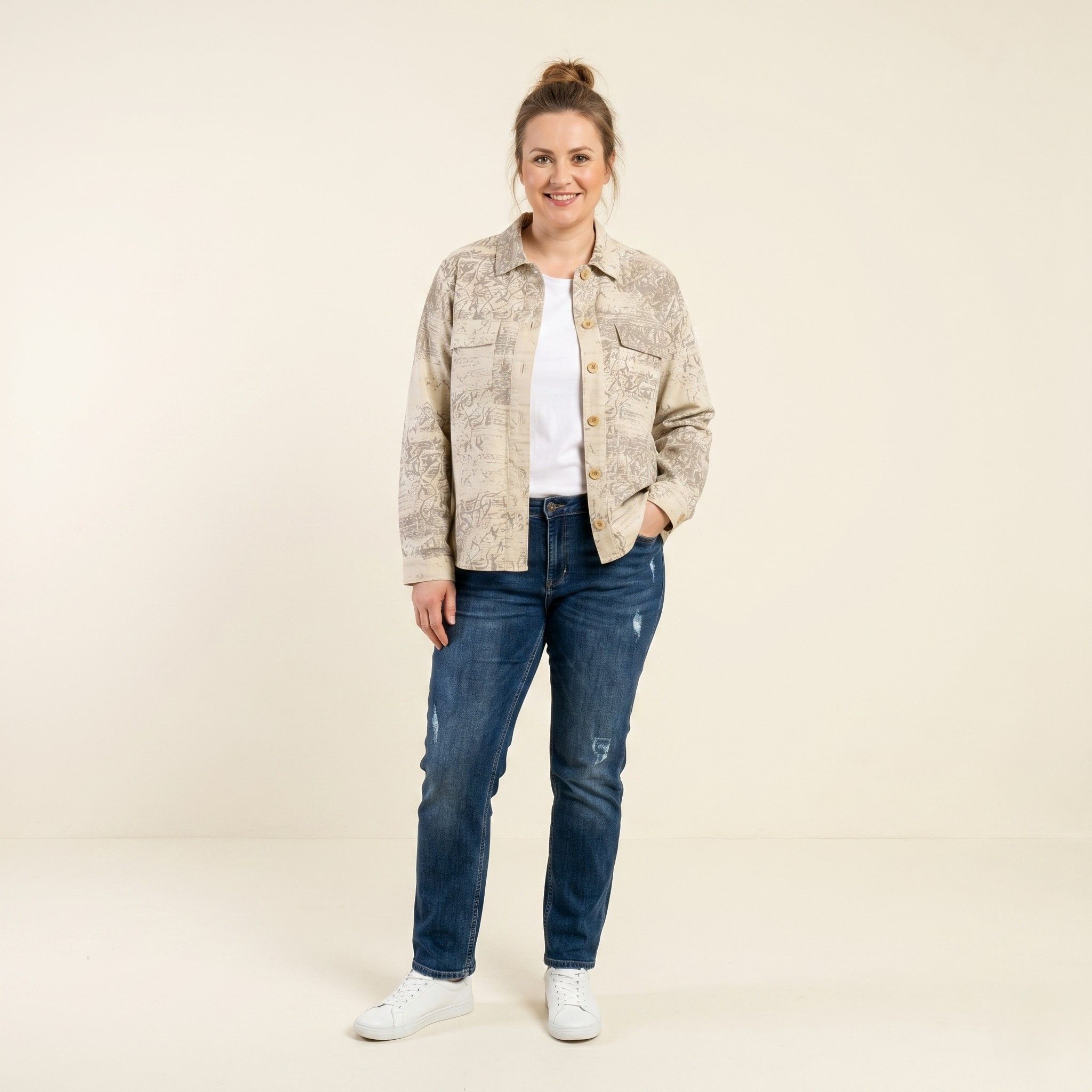 Gerry Weber Gerry Weber Women 14 40 L Blazer Beige Cotton Western 11090 Size XL / US 12-14 / IT 48-50 - 1 Thumbnail