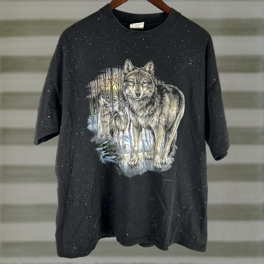 Vintage VINTAGE Wolf Wilderness Arkansas Graphic Single Stitch XL Splatter AOP T Shirt USA Mens Size US XL / EU 56 / 4 - 1 Thumbnail