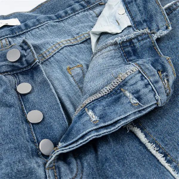 Japanese Brand VIBE Men's trendy raw edge stitching gradient washed jeans Size US 32 / EU 48 - 3 Thumbnail