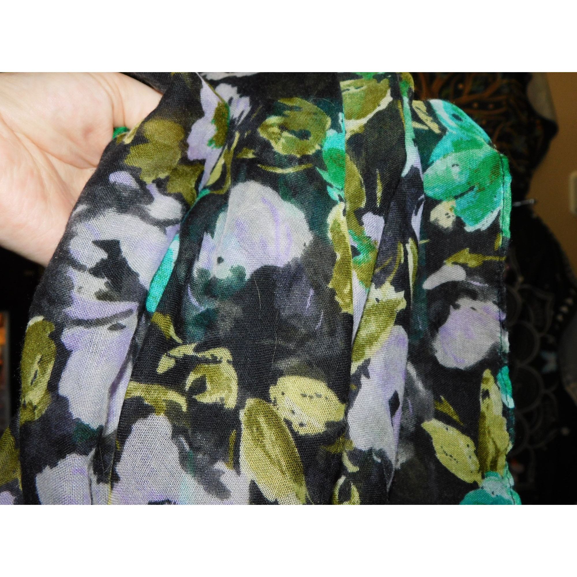 Other Cottgaecore Floral Infinity Scarf Lightweight Black With Gre Size ONE SIZE - 3 Thumbnail