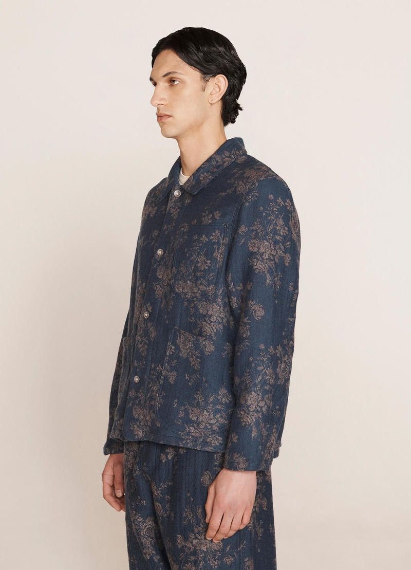 YMC !DS! SS23 YMC Labour Floral Navy Wool Jacquard Jacket Size US L / EU 52-54 / 3 - 3 Thumbnail