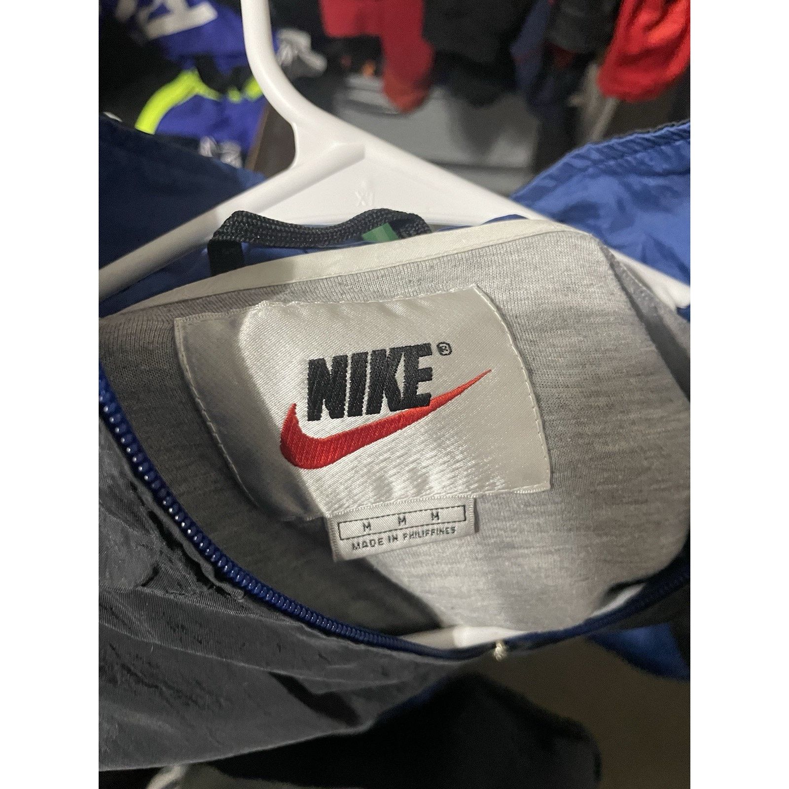 Nike Size M-VTG 90’s Nike Windbreaker Jacket Zip Black White Blue Size US M / EU 48-50 / 2 - 3 Thumbnail