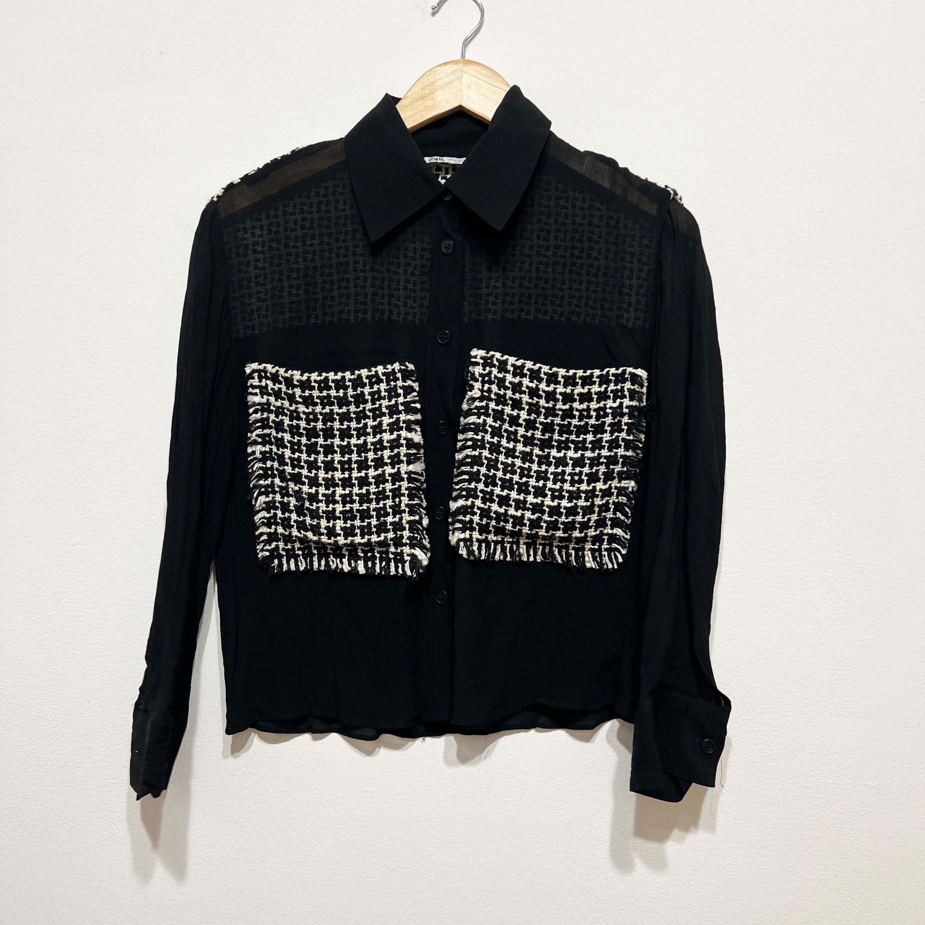 Zara Zara Semi Sheer Chiffon Boucle Tweed Size XS / US 0-2 / IT 36-38 - 1 Thumbnail