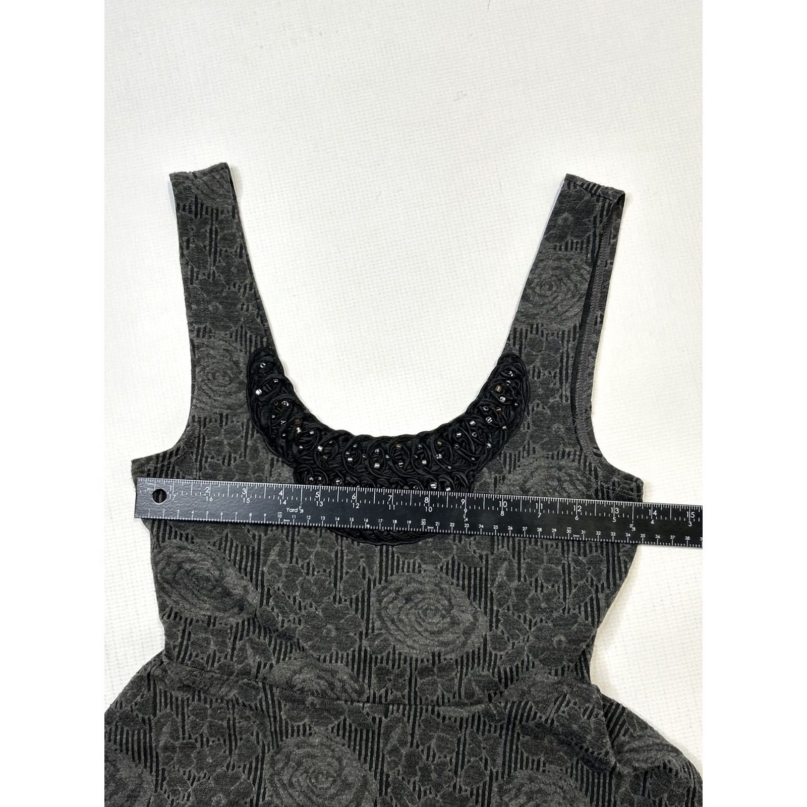 Free People Free People Womens Mini Dress XS Lace Beaded Floral Gray Black Sleeveless Fit Size XS / US 0-2 / IT 36-38 - 7 Thumbnail