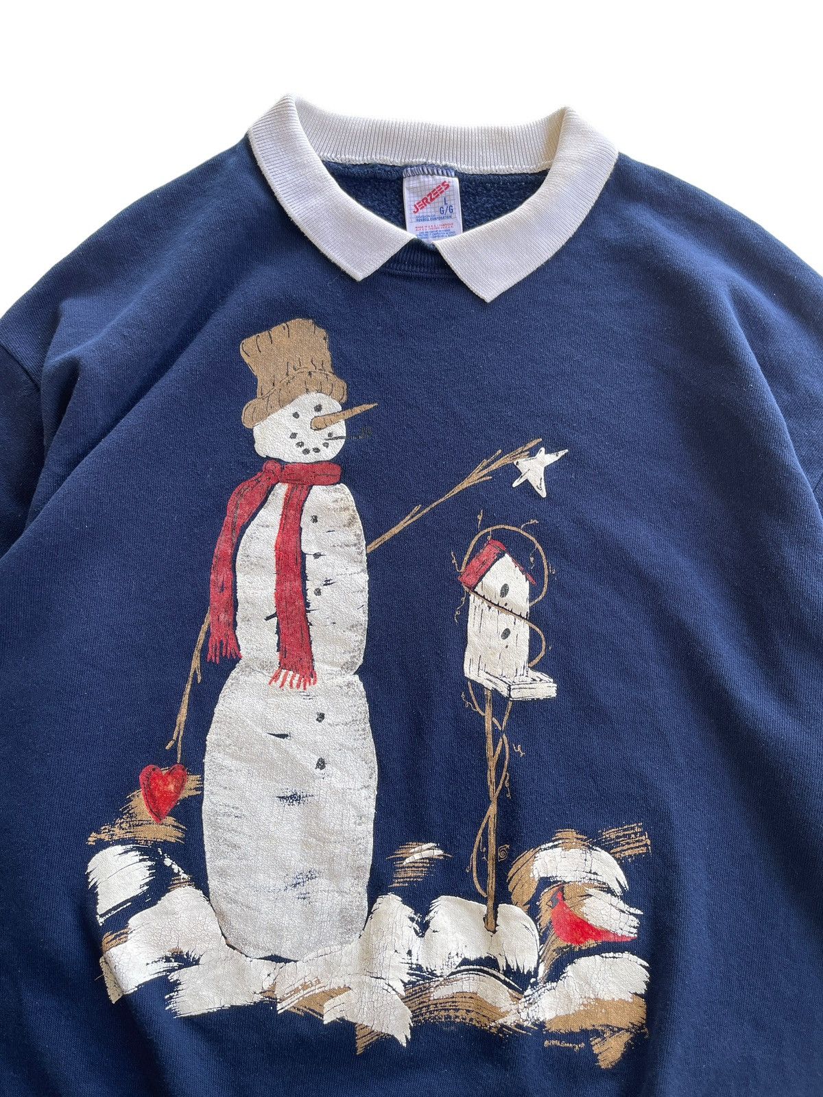 Jerzees Vintage 90s Collared Snowman Sweatshirt Size US L / EU 52-54 / 3 - 5 Thumbnail