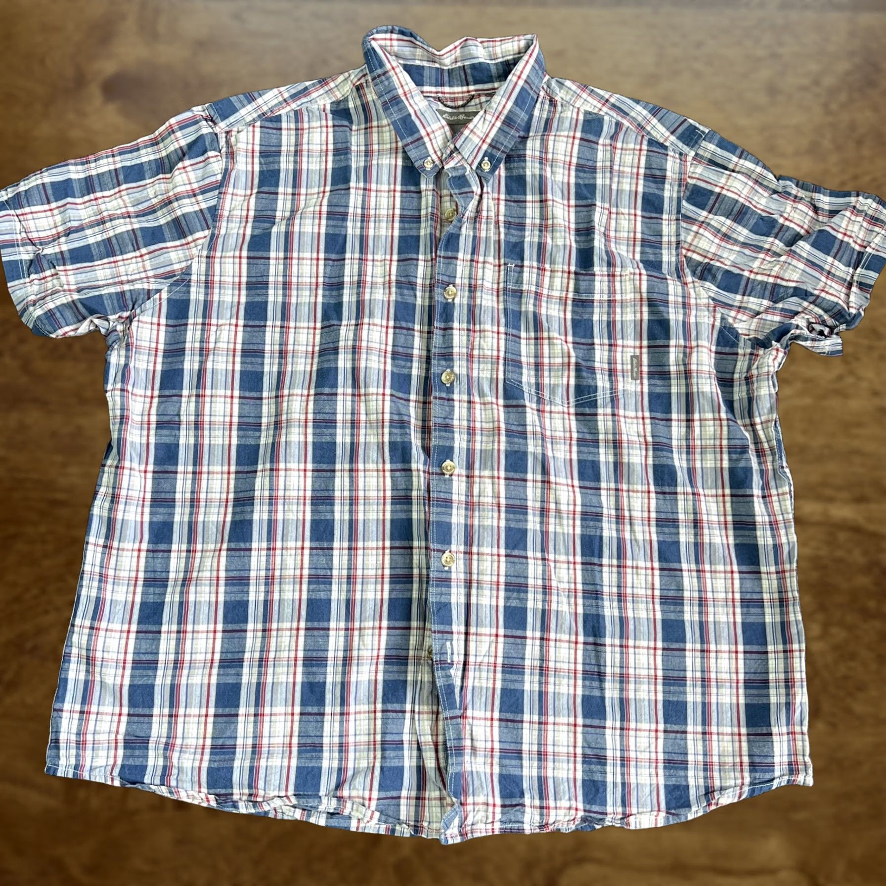 Eddie Bauer Eddie Bauer Shirt Mens 2XL Blue Plaid Short Sleeve Button Front Casual Cotton Size US XXL / EU 58 / 5 - 1 Thumbnail