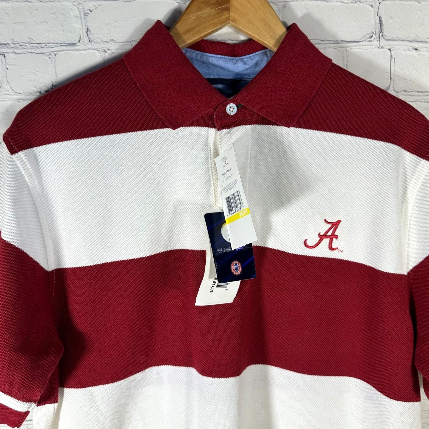 Tommy Hilfiger Tommy Hilfiger Mens Alabama Crimson Tide Polo Shirt Red White Striped M NEW Size US M / EU 48-50 / 2 - 3 Thumbnail