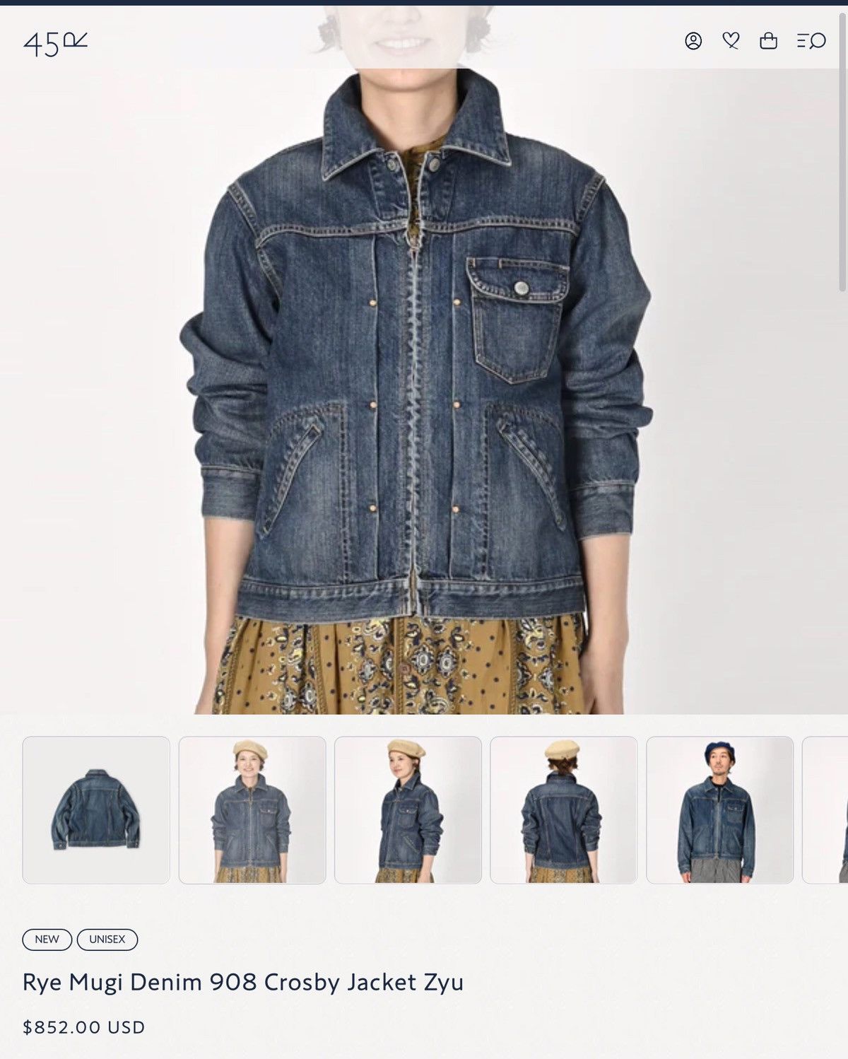 45rpm × Japanese Brand 45Rpm Double Zip Indigo Denim Jacket Size M / US 6-8 / IT 42-44 - 2 Thumbnail
