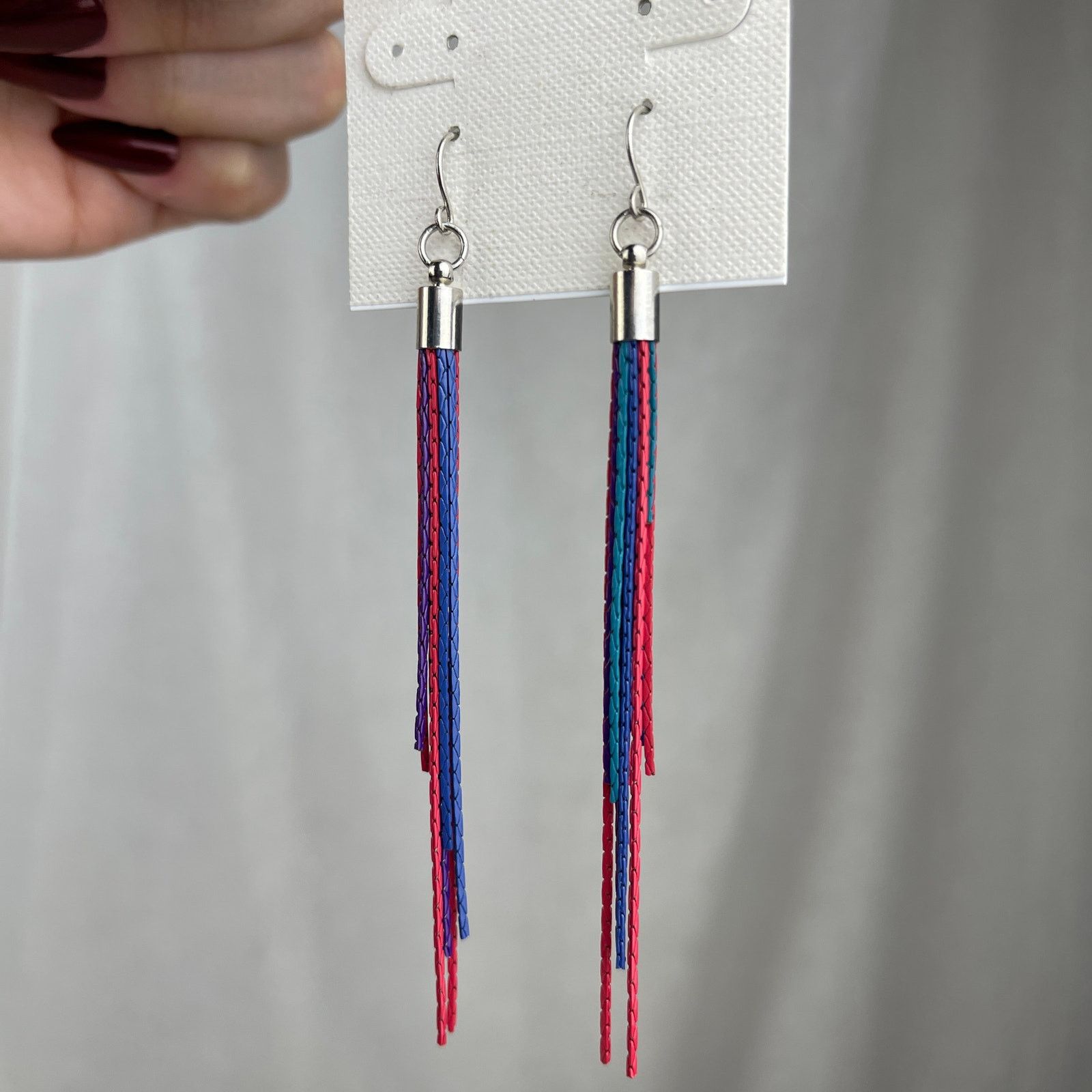 Other Colorful Chain Link Fringe Earrings Purple Teal Pink Blue Size ONE SIZE - 15 Thumbnail