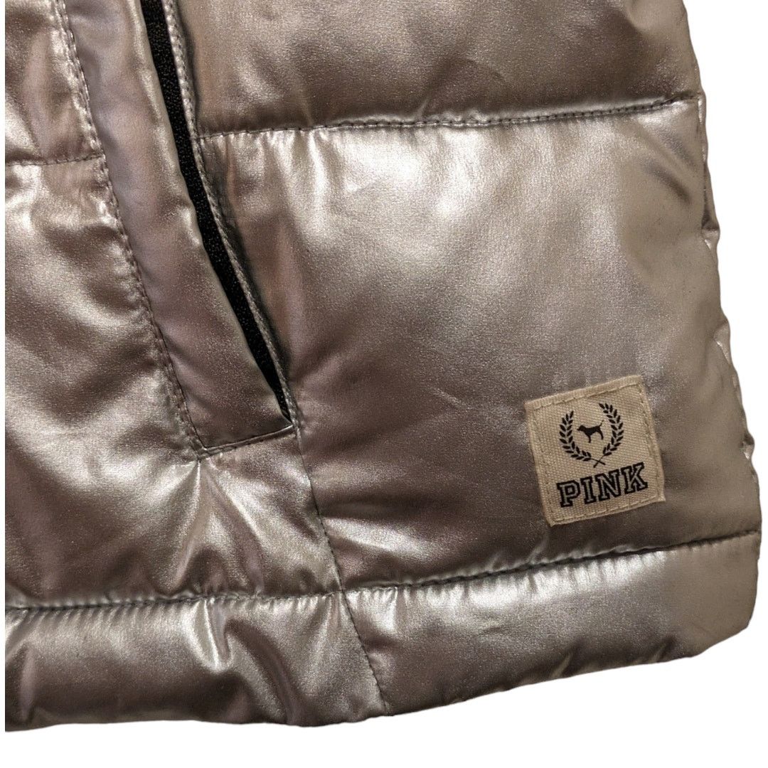 Pink PINK Victoria's Secret Zip Up Puffer Vest Silver Metallic M Size M / US 6-8 / IT 42-44 - 10 Thumbnail