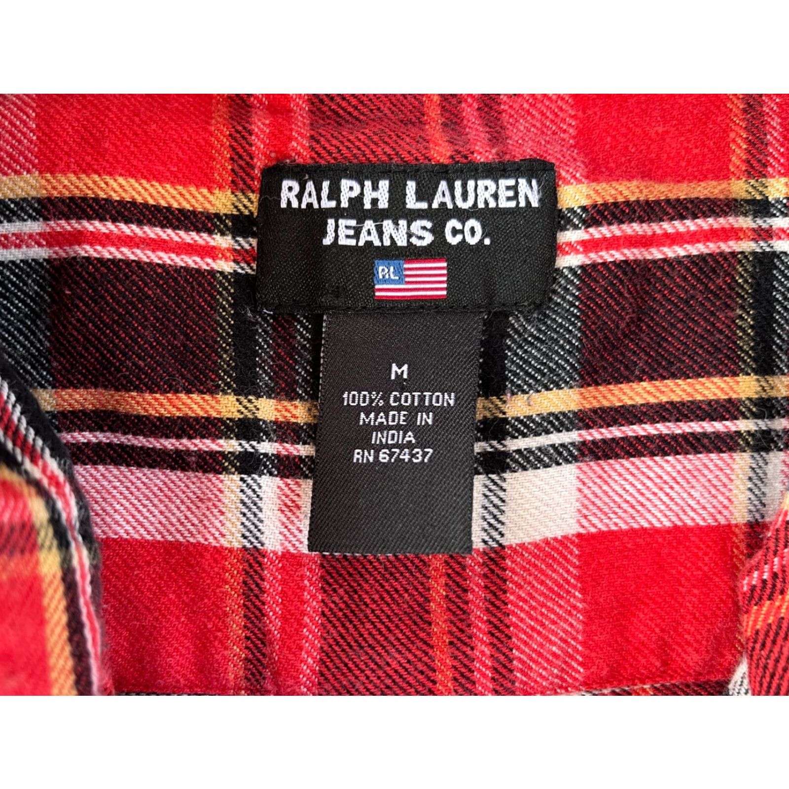 Ralph Lauren VINTAGE Ralph Lauren Jeans Co. Button-Down Shirt Plaid M Men's Red Cotton Flannel Casual 90s Classic Designer Button-Down Men Size US M / EU 48-50 / 2 - 5 Thumbnail