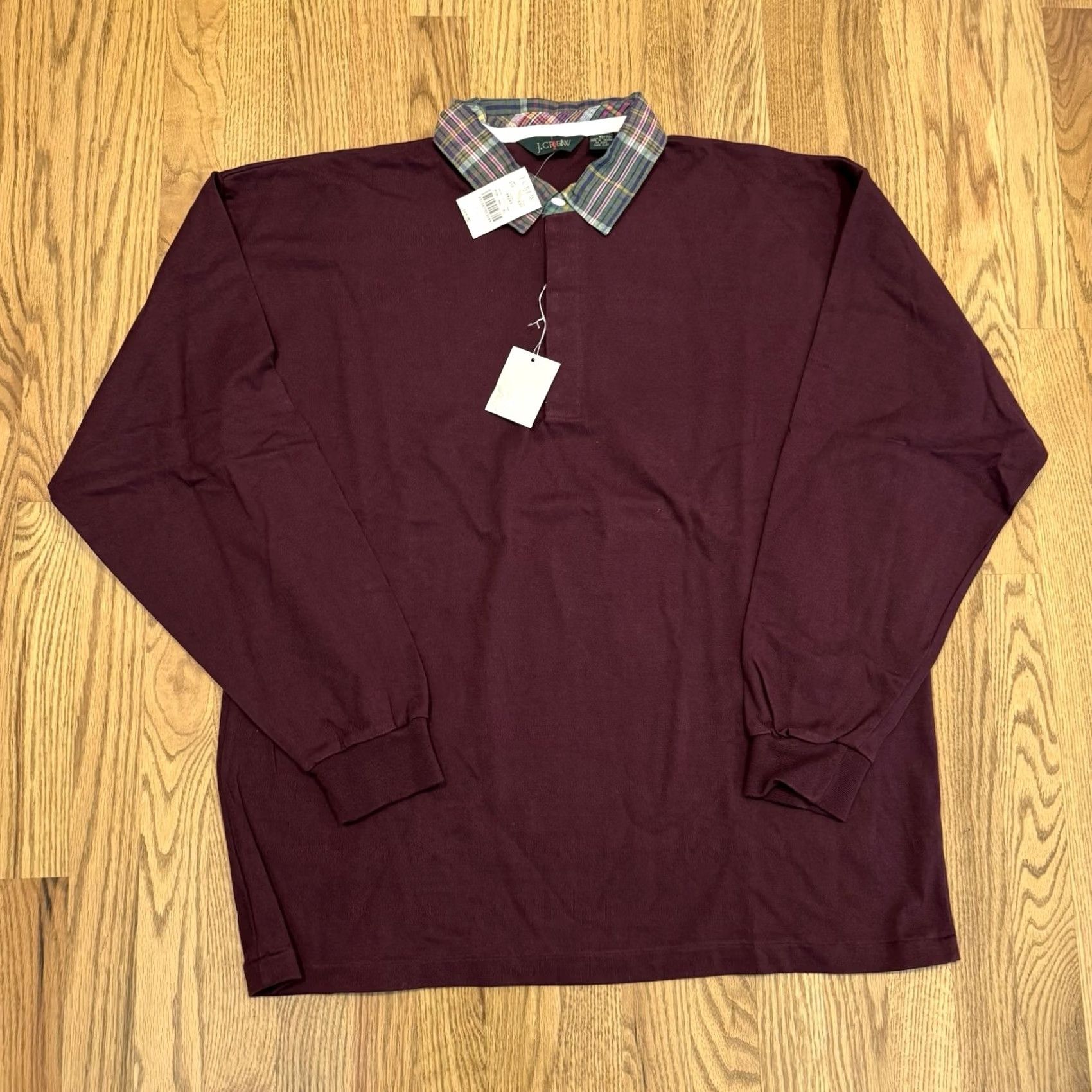 J.Crew VINTAGE J.CREW Polo Shirt Long Sleeve Men XL Maroon Rugby Golf plaid Oarsman 90s 2000s Mens Size US XL / EU 56 / 4 - 3 Thumbnail