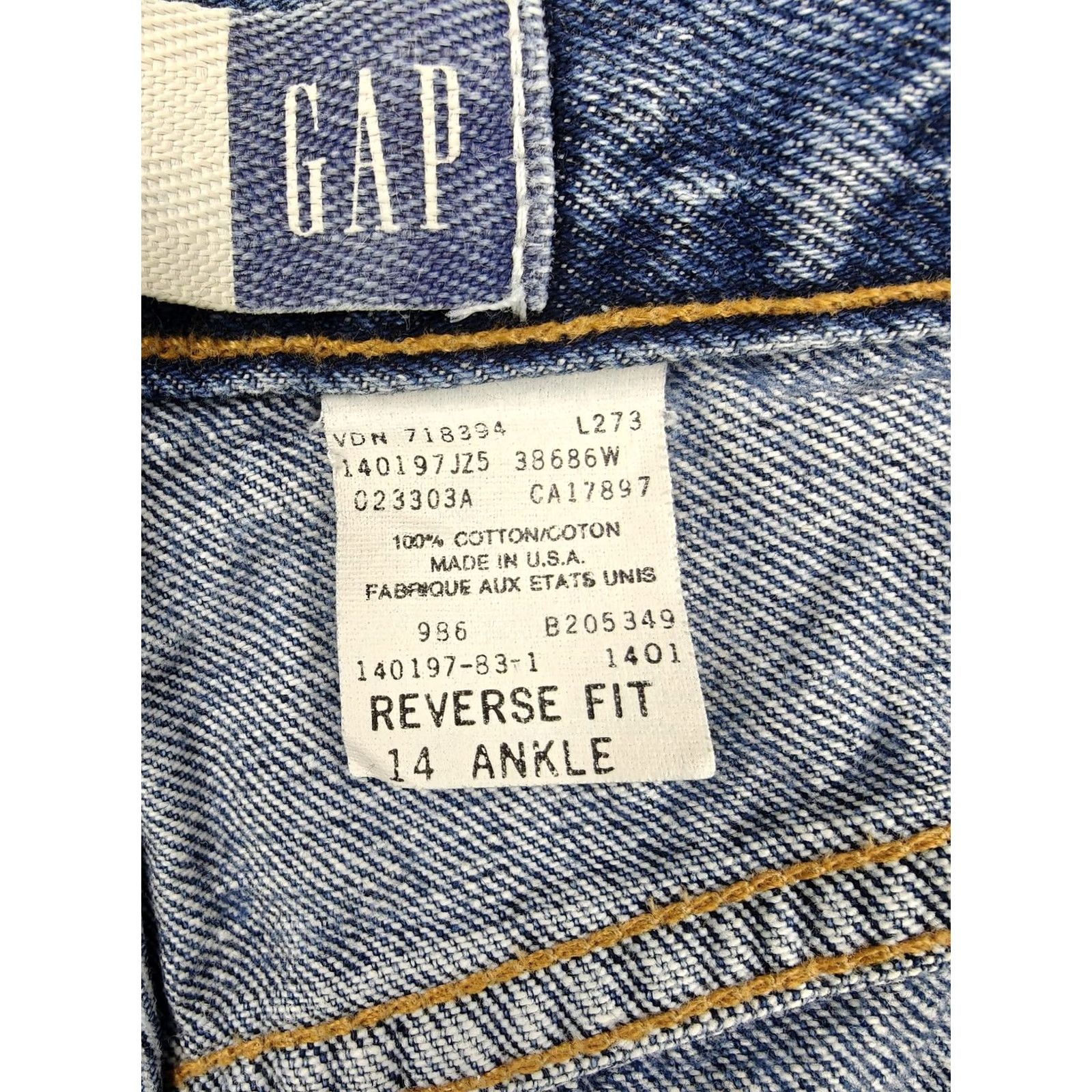 Gap VINTAGE Gap Jeans Womens 14 Ankle High Rise Denim 100% Cotton Blue United States 5-Pocket Logo Button Zip Mens? Size 36" / US 14 / IT 50 - 4 Thumbnail