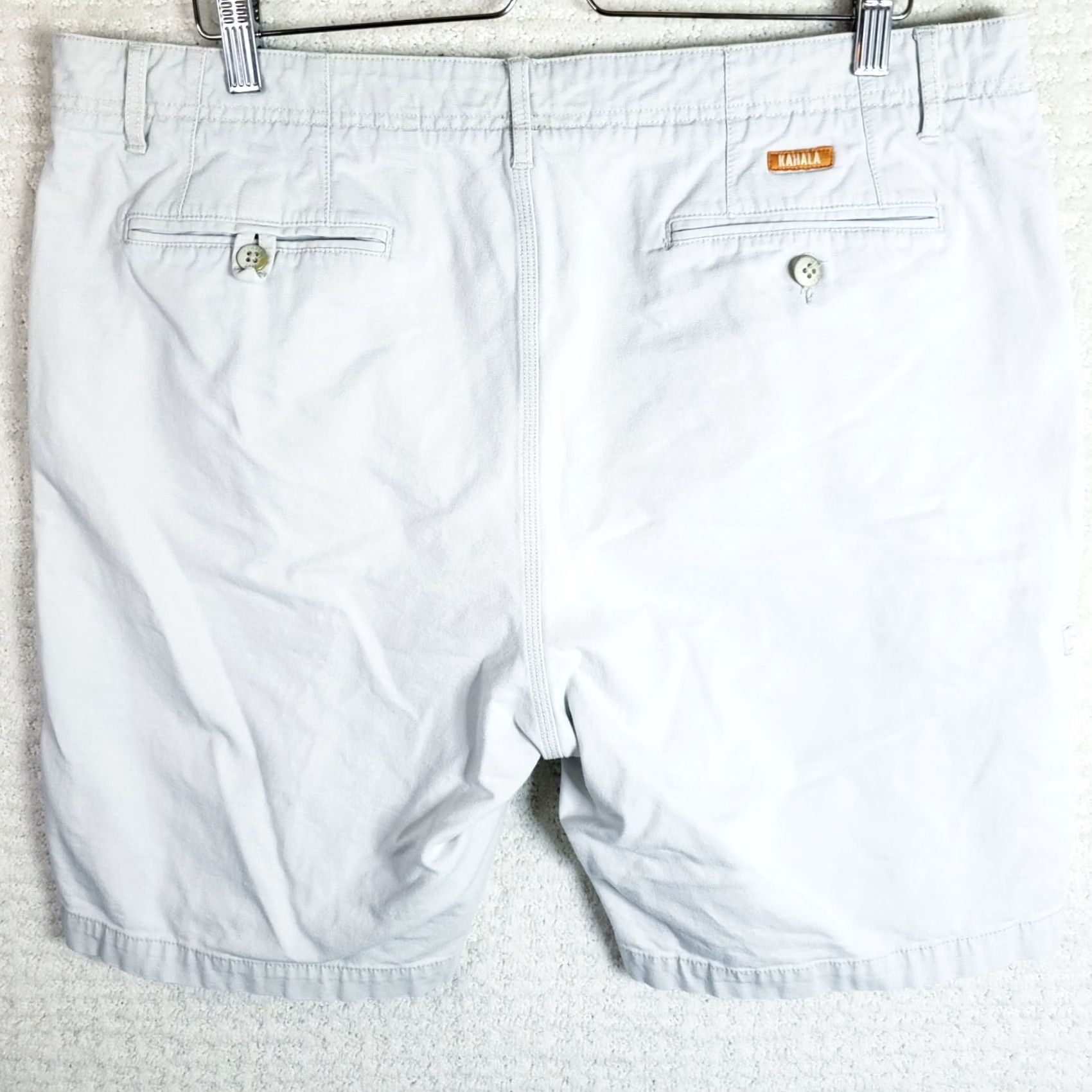Vintage Kahala Men's 38x9 Beige Shorts Casual Cotton Spandex Flat Front Relaxed Inseam 9 in Pockets Golf Beach Summer Spring Fall Mens Size US 38 / EU 54 - 5 Thumbnail