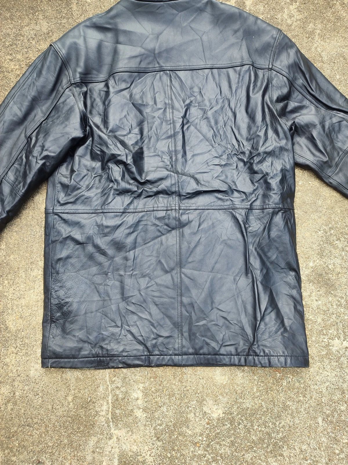 Leather Vintage Dockland Blue Leather Car Coat – Quilted Lining Size US L / EU 52-54 / 3 - 9 Thumbnail