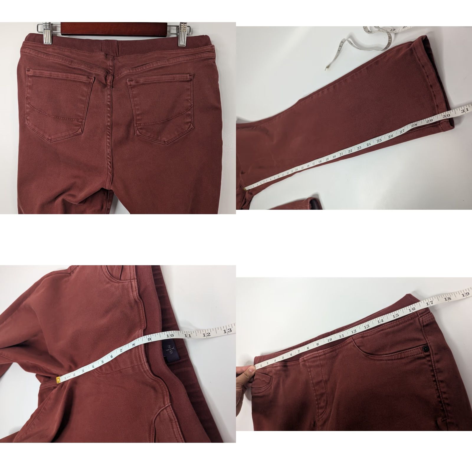 NYDJ NYDJ Leggings Women 10 Maroon Lift Tuck Technology Comfort Stretch Pockets Slimming Casual Workwear Size 32" / US 10 / IT 46 - 8 Thumbnail