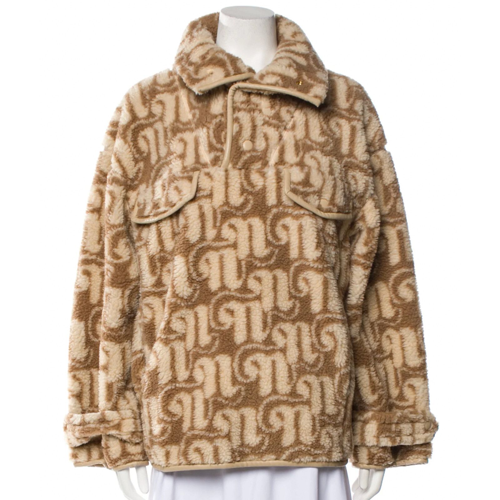 Nanushka Nanushka Logo Tan Beige faux fur fleece pullover Medium Size US M / EU 48-50 / 2 - 1 Thumbnail