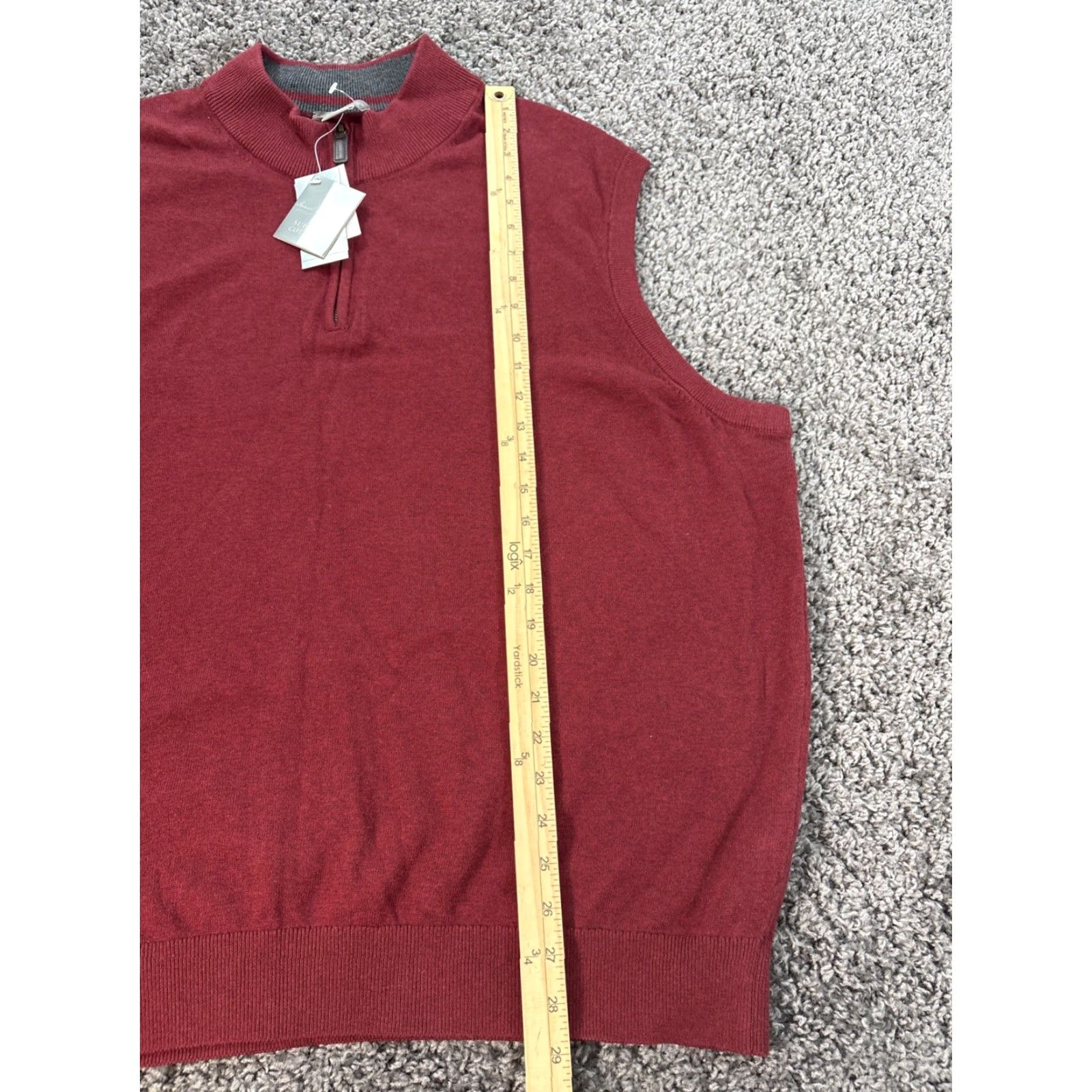 Cremieux Daniel Cremieux 1/4 Zip Sweater Vest Men’s 2XL Red Knit Sleeveless Mock Neck Casual Winter Fall Spring Size US XXL / EU 58 / 5 - 2 Thumbnail