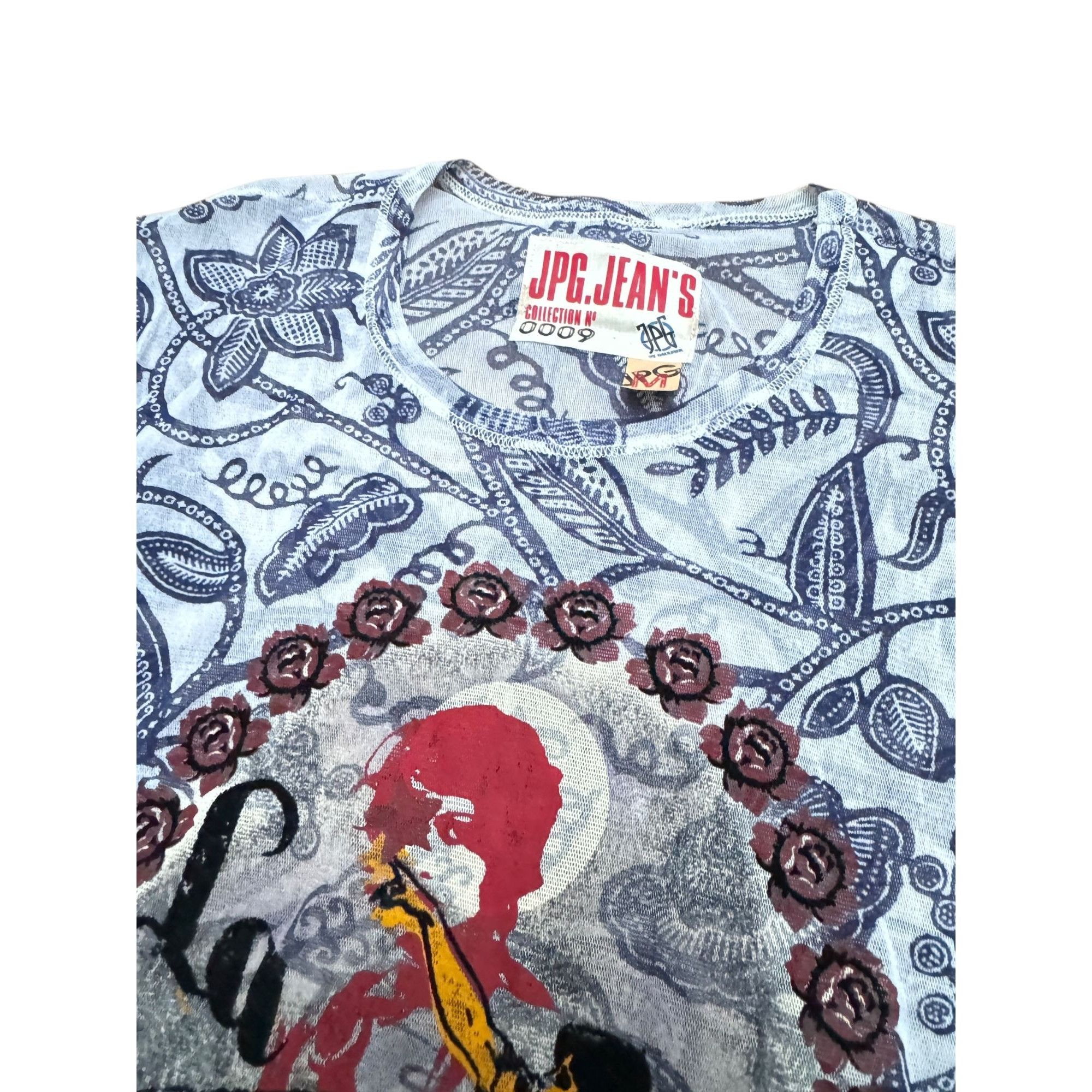 Jean Paul Gaultier Vintage Blue Mesh Floral Size M / US 6-8 / IT 42-44 - 2 Thumbnail