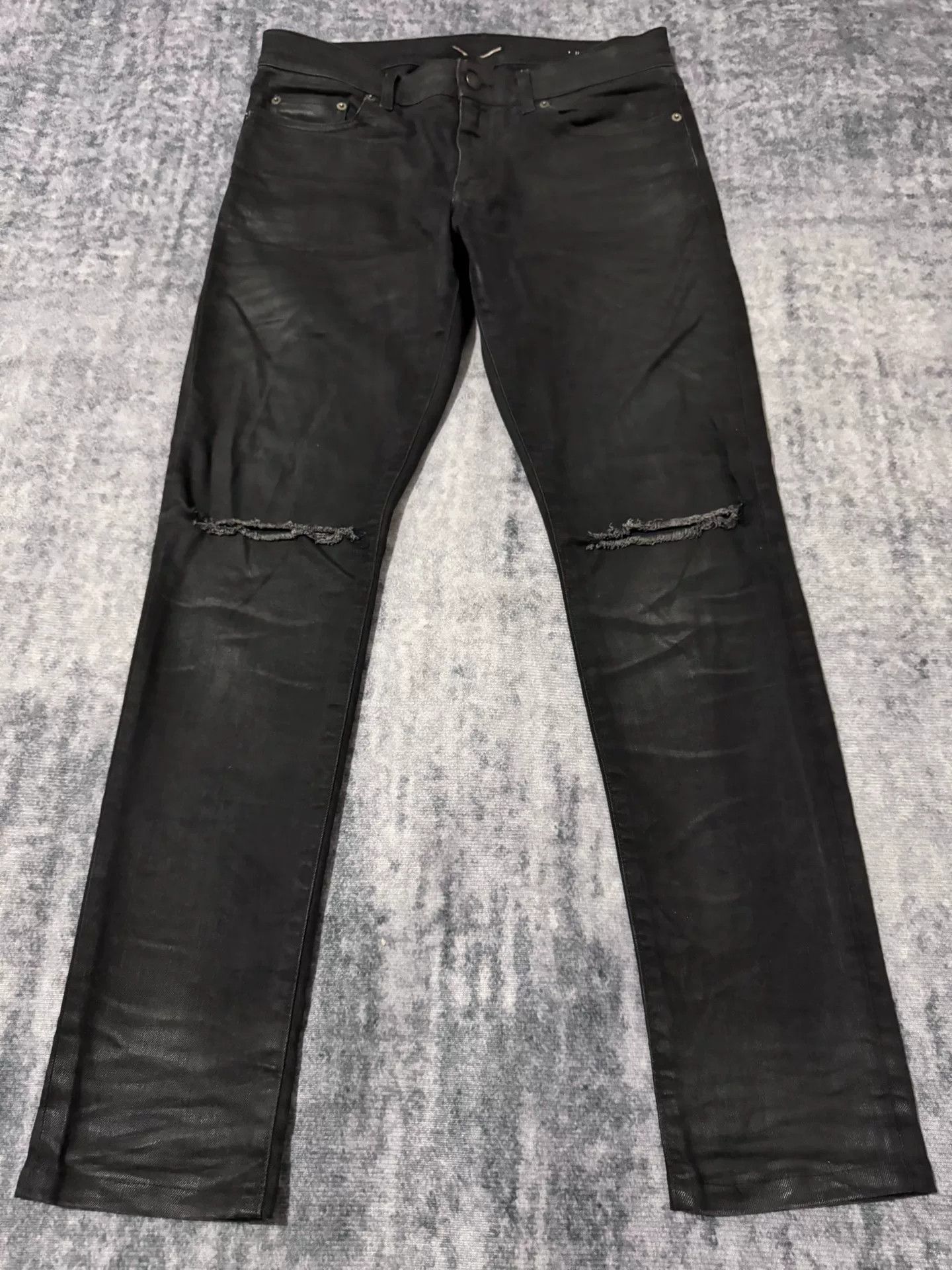 Saint Laurent Black Coated Jeans