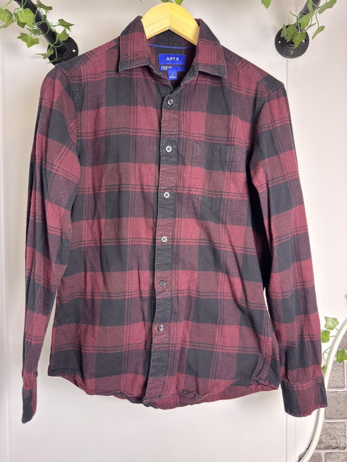 Apt. 9 APT.9 Red Black Plaid Flannel Button Up Excellent Condition Size US S / EU 44-46 / 1 - 1 Thumbnail