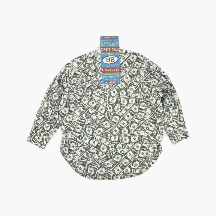 Balenciaga Balenciaga Balenciaga Dollar Print Long Sleeve Shirt -2507 Size US S / EU 44-46 / 1 - 1 Thumbnail