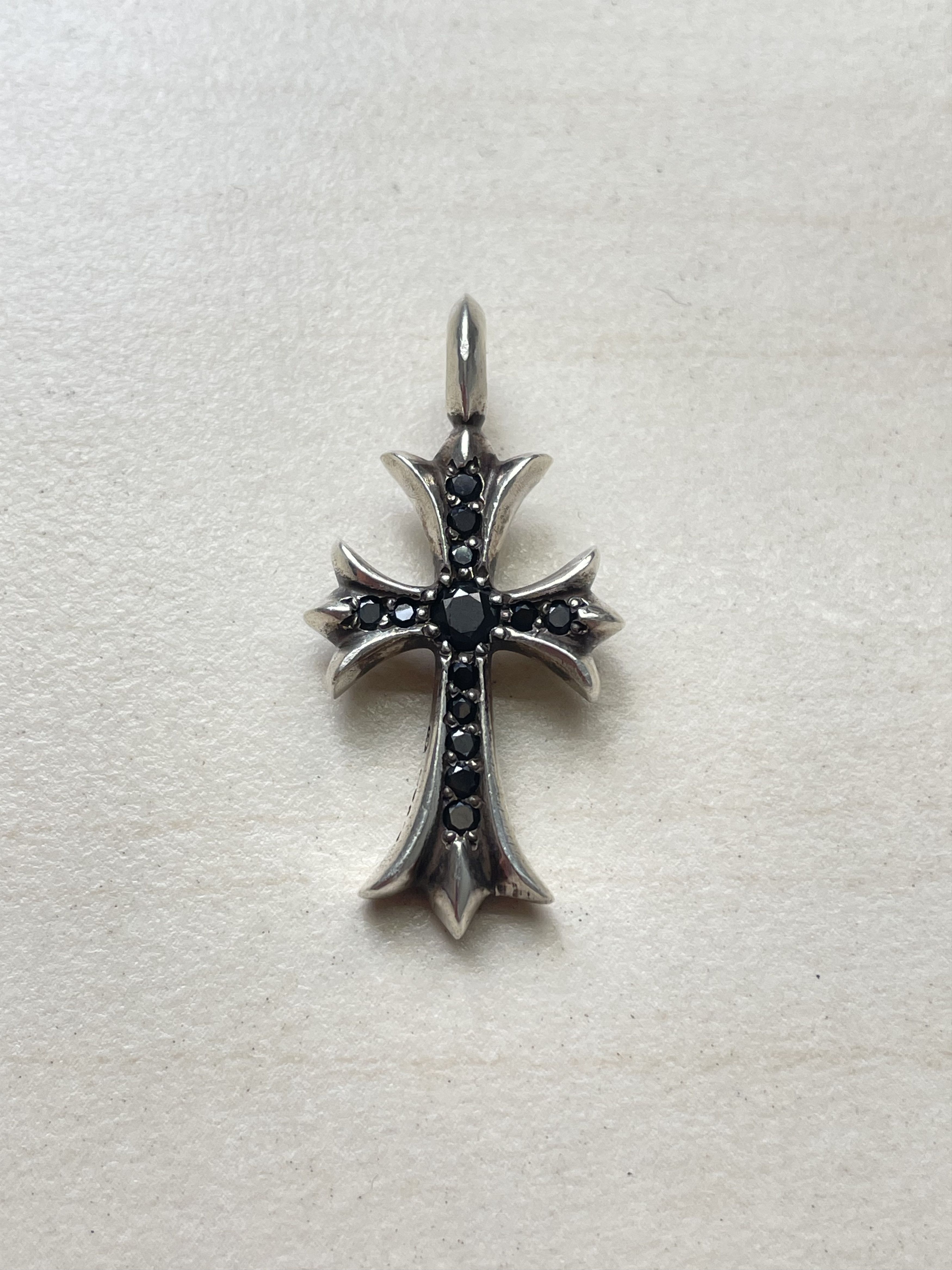 Chrome Hearts Chrome Hearts Silver Black Diamonds Tiny Cross Charm Pendant Size ONE SIZE - 5 Thumbnail