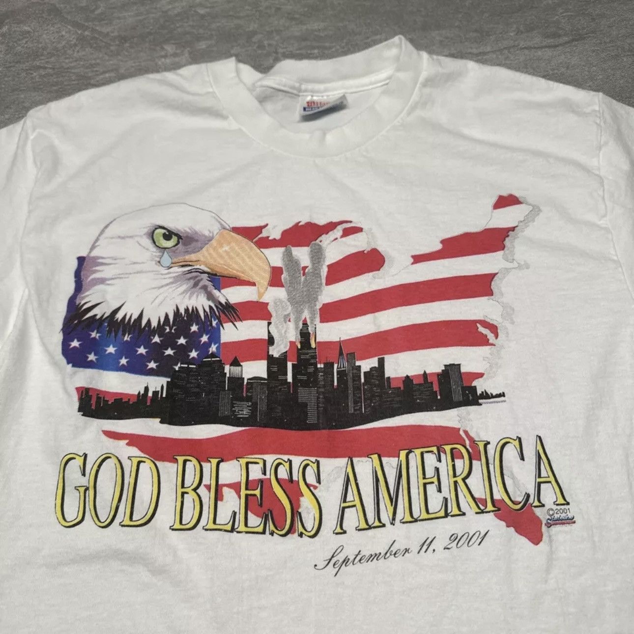 Hanes × Vintage Vintage September 11 Shirt Eagle 9/11 Twin Towers USA Flag Size US M / EU 48-50 / 2 - 2 Thumbnail