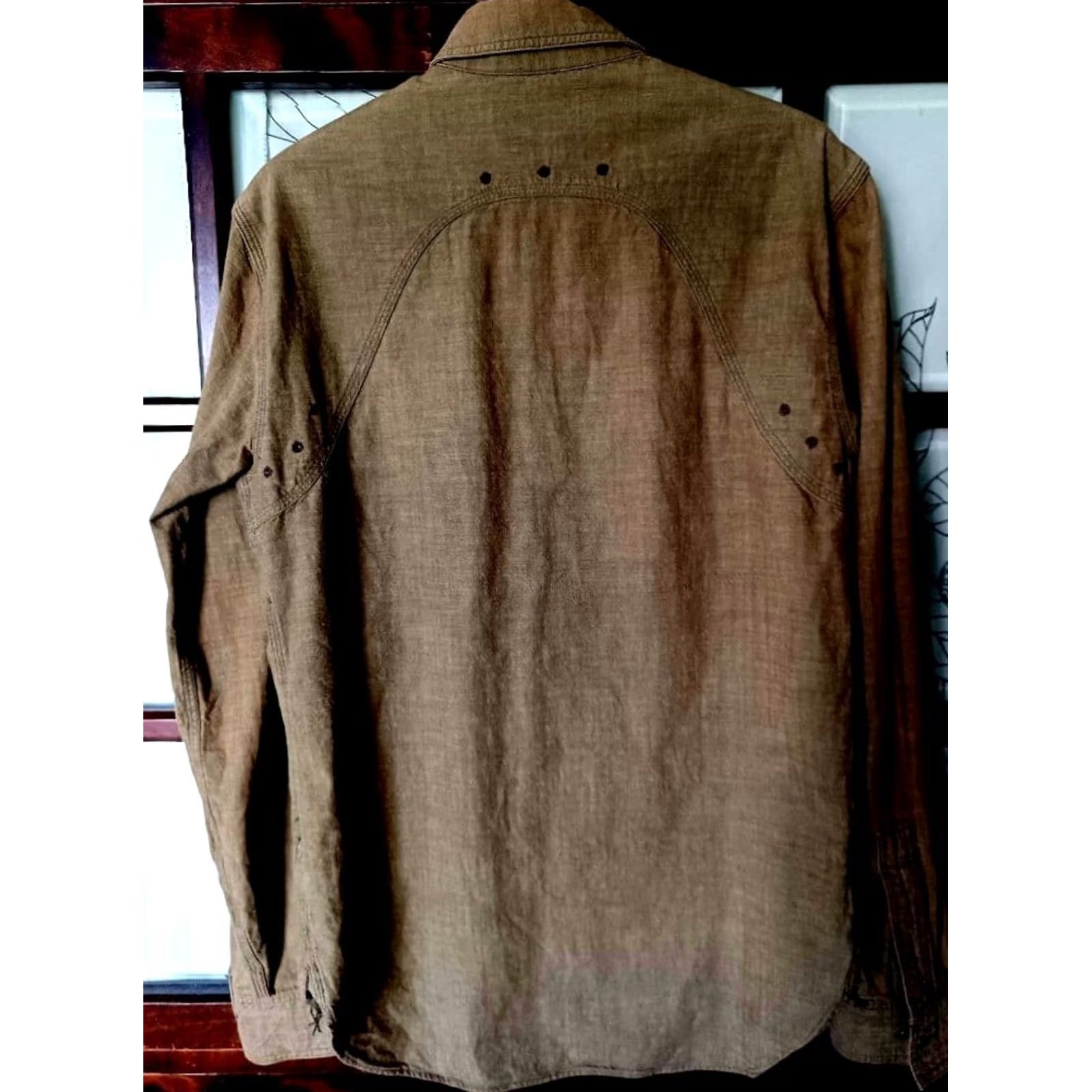 Ralph Lauren RRL RALPH LAUREN CHAMBRAY WORK SHIRT LONG SLEEVE MEN OLIVE COTTON XS USED Size US XS / EU 42 / 0 - 7 Thumbnail