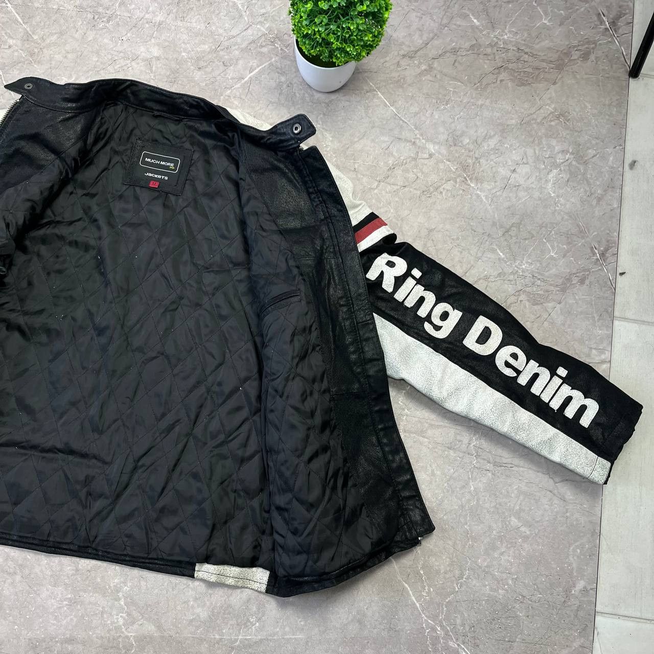 Japanese Brand Vintage Much More White/Black Racing Leather Moto Jacket Size US M / EU 48-50 / 2 - 18 Thumbnail