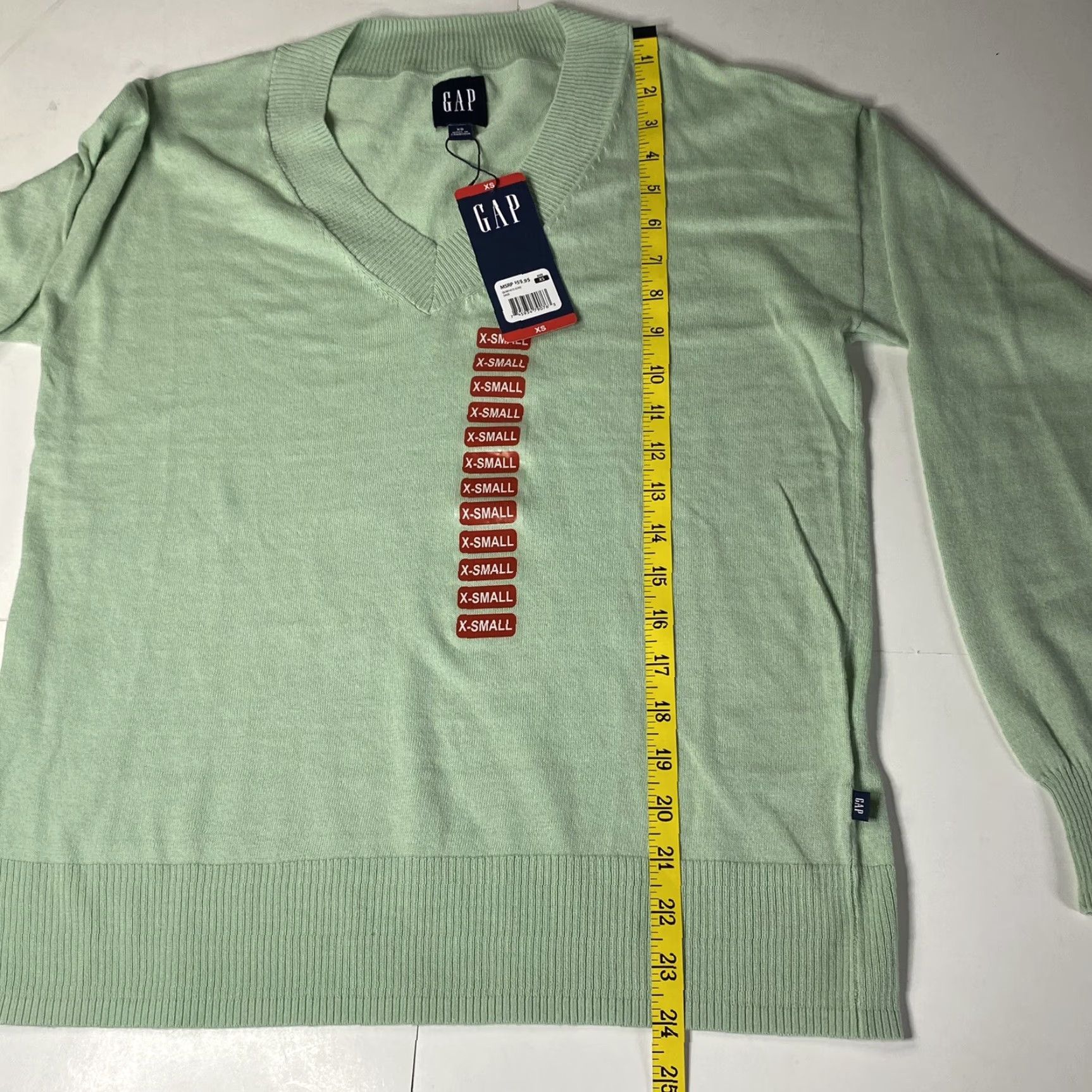 Gap GAP Lightweight V-Neck Sweater Women's XS Sage Green Knit Pullover Long Sleeve Size XS / US 0-2 / IT 36-38 - 5 Thumbnail