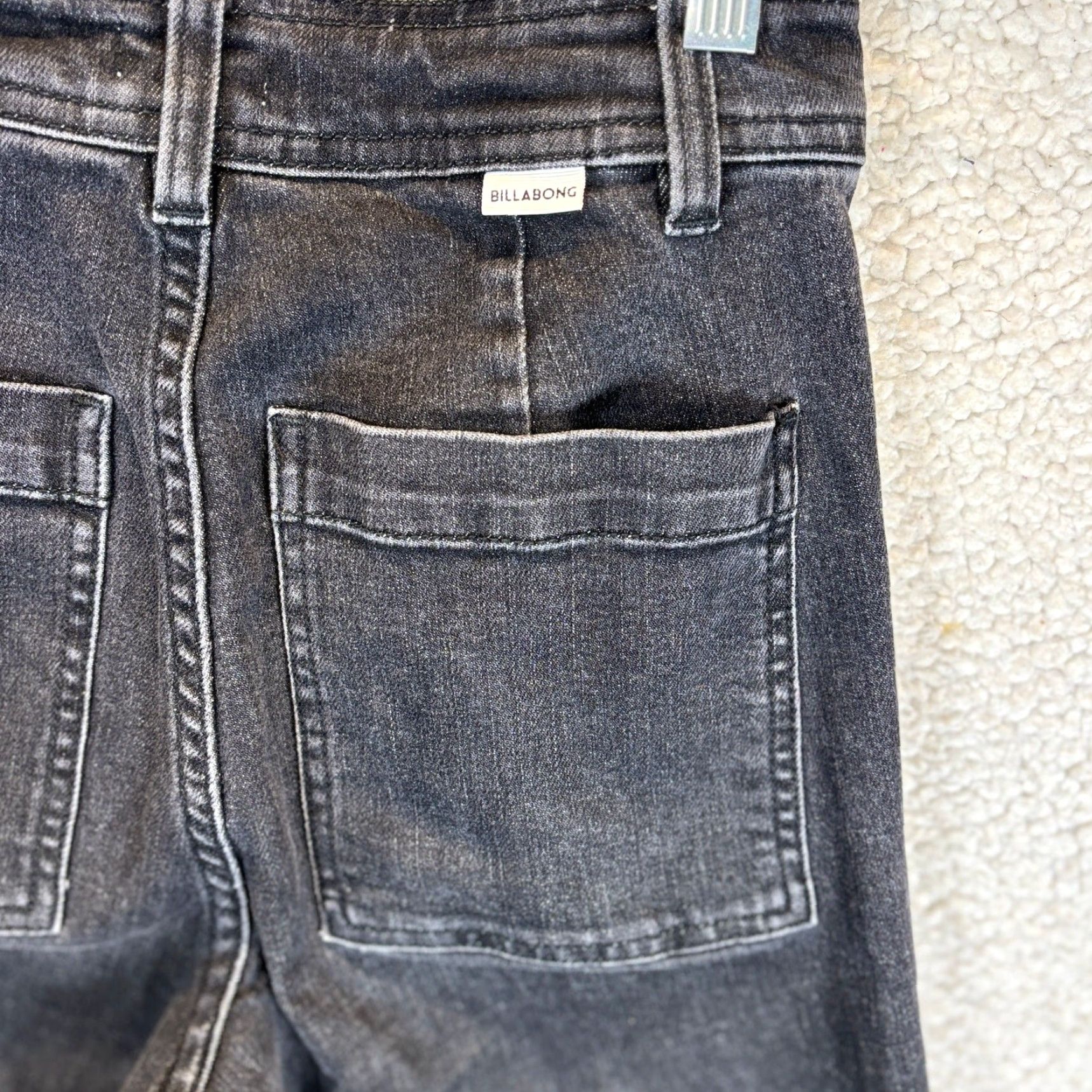 Billabong VINTAGE Billabong Jeans 2000s Women 24 Black Free Fall High-Waist Wide Leg Flare Raw Hem Size 42" / US 20 - 3 Thumbnail