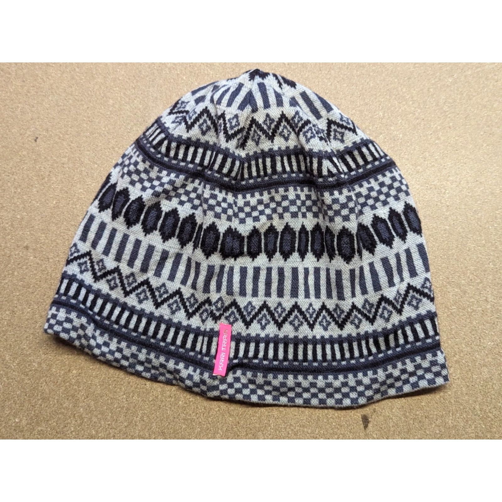 Vintage Kari Traa Womens Beanie Hat One Size Fair Isle Merino Wool Knitted Gray Size ONE SIZE - 3 Thumbnail