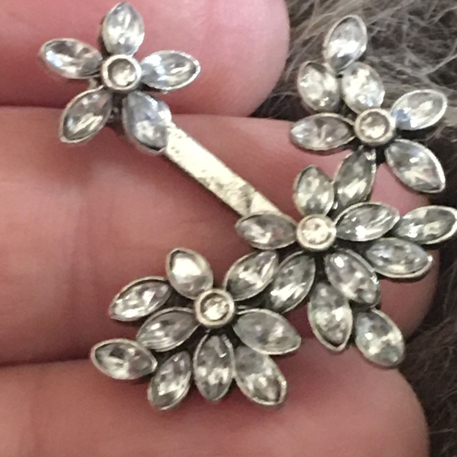 Jewelry Antique silver tone crystal 2 part earring jacket Size ONE SIZE - 3 Thumbnail