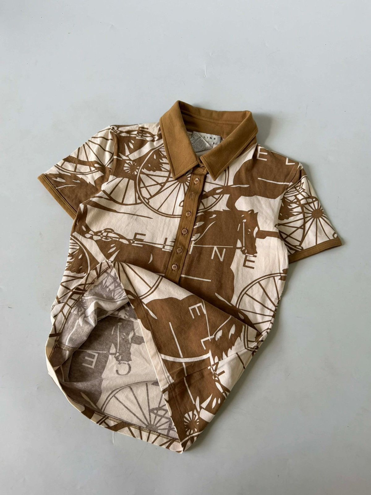 Celine Celine Horse Carriage All-Over Print Polo Shirt Size S / US 4 / IT 40 - 3 Thumbnail