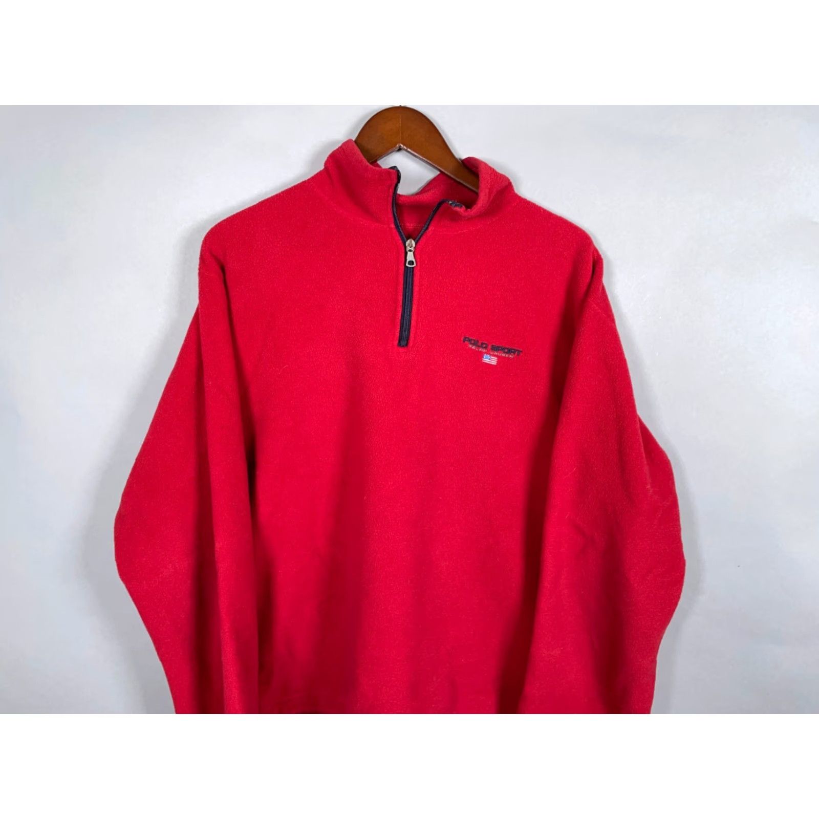 Vintage Vintage Polo Sport 1/4 Zip Fleece Pullover Adult XL Red Embroidered USA Made 90s Ralph Size US XL / EU 56 / 4 - 4 Thumbnail