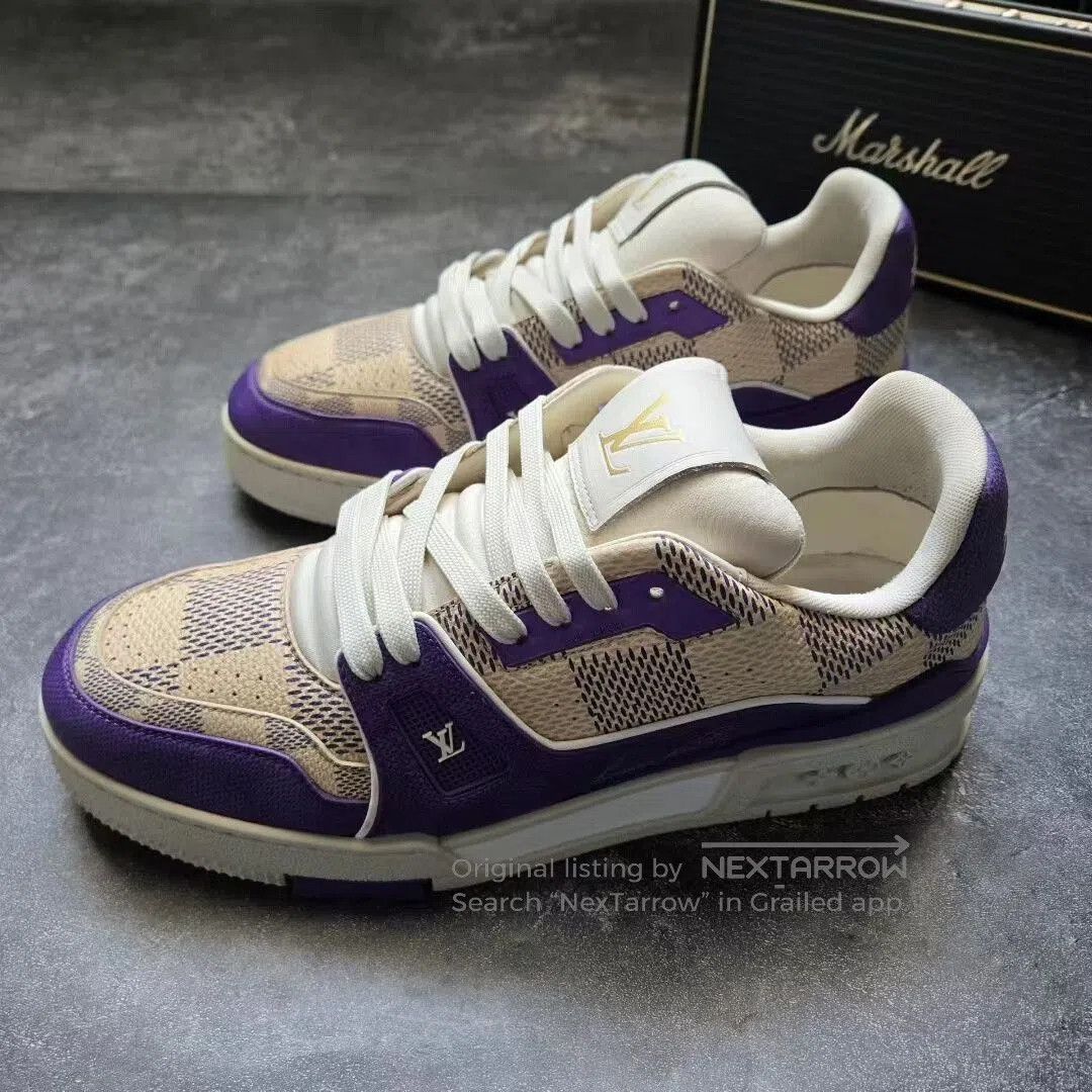 Louis Vuitton louis vuitton lv trainer purple checkered sneakers. Size US 7.5 / EU 40-41 - 1 Thumbnail