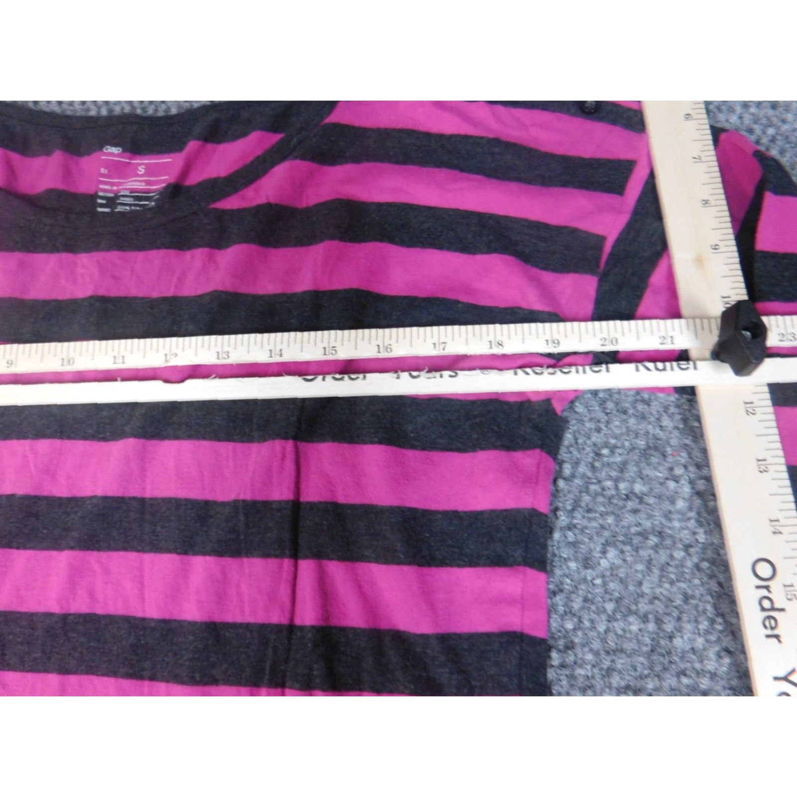 Gap Gap Blouse Women Small Purple Striped Crew Neck Stretch 100% Cotton Casual Shirt S Regular Womens Classics Size S / US 4 / IT 40 - 6 Thumbnail