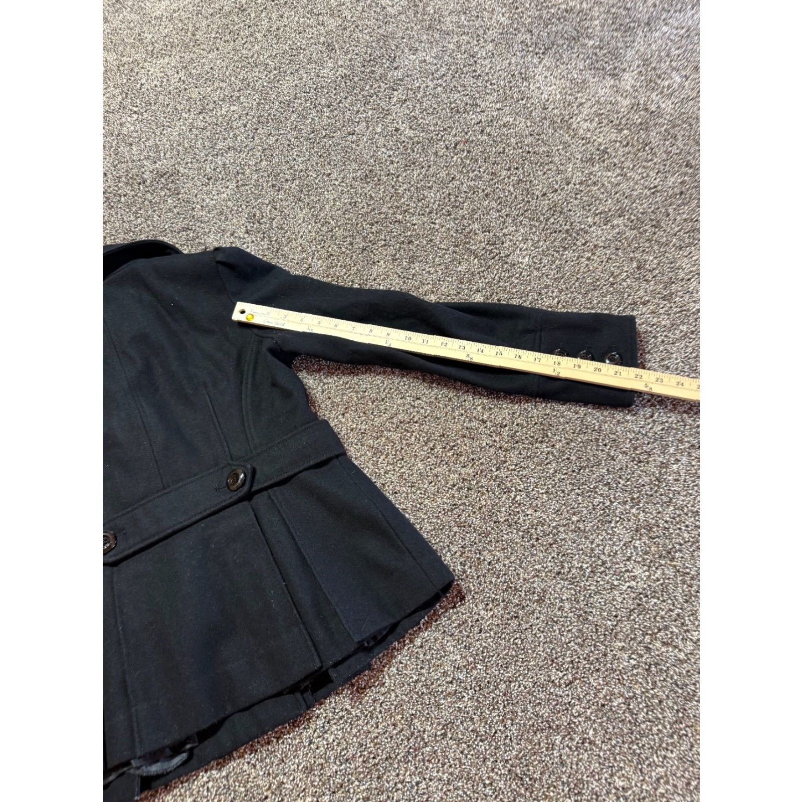 Guess Guess Womens Jacket Black Pea Coat Wool Blend Button Front Medium Size M / US 6-8 / IT 42-44 - 2 Thumbnail