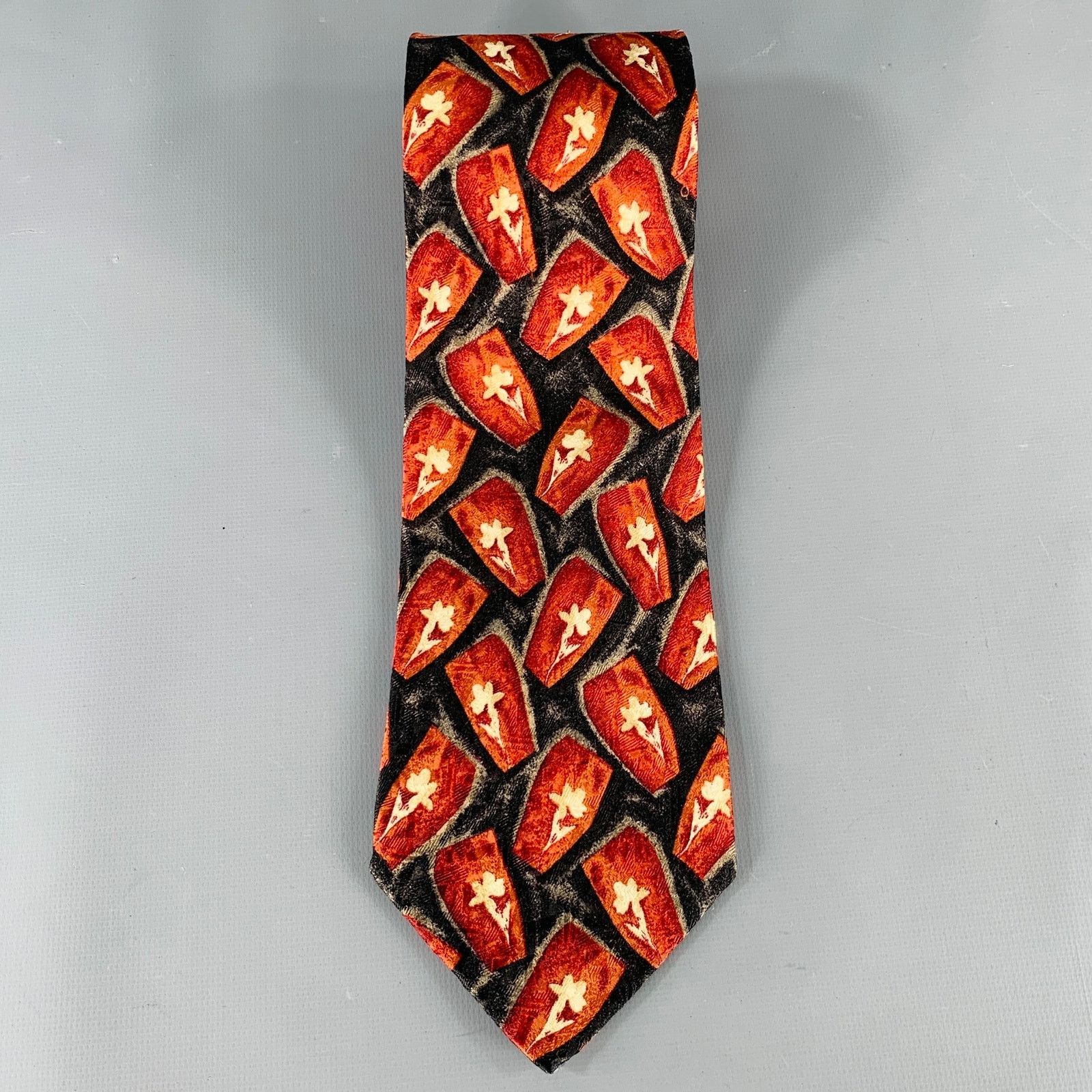 Ermenegildo Zegna ERMENEGILDO ZEGNA Burgundy Black Abstract Silk Tie Size ONE SIZE - 3 Thumbnail