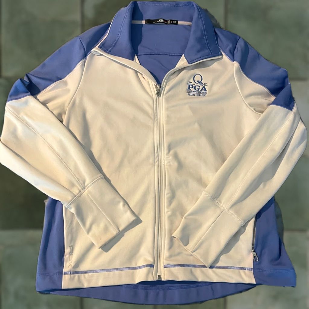 RLX Ralph Lauren RLX Ralph Lauren Womens XL Full Zip Geometric Pattern Jacket/Coat Blue XS? Wait no. Size XL / US 12-14 / IT 48-50 - 1 Thumbnail