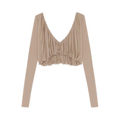 o1b1hav110724 Cropped Top in Jersey in Beige